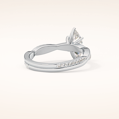 0.82 CT Marquise Shaped Criss-Cross Pave Moissanite Engagement Ring