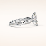 0.82 CT Marquise Shaped Criss-Cross Pave Moissanite Engagement Ring