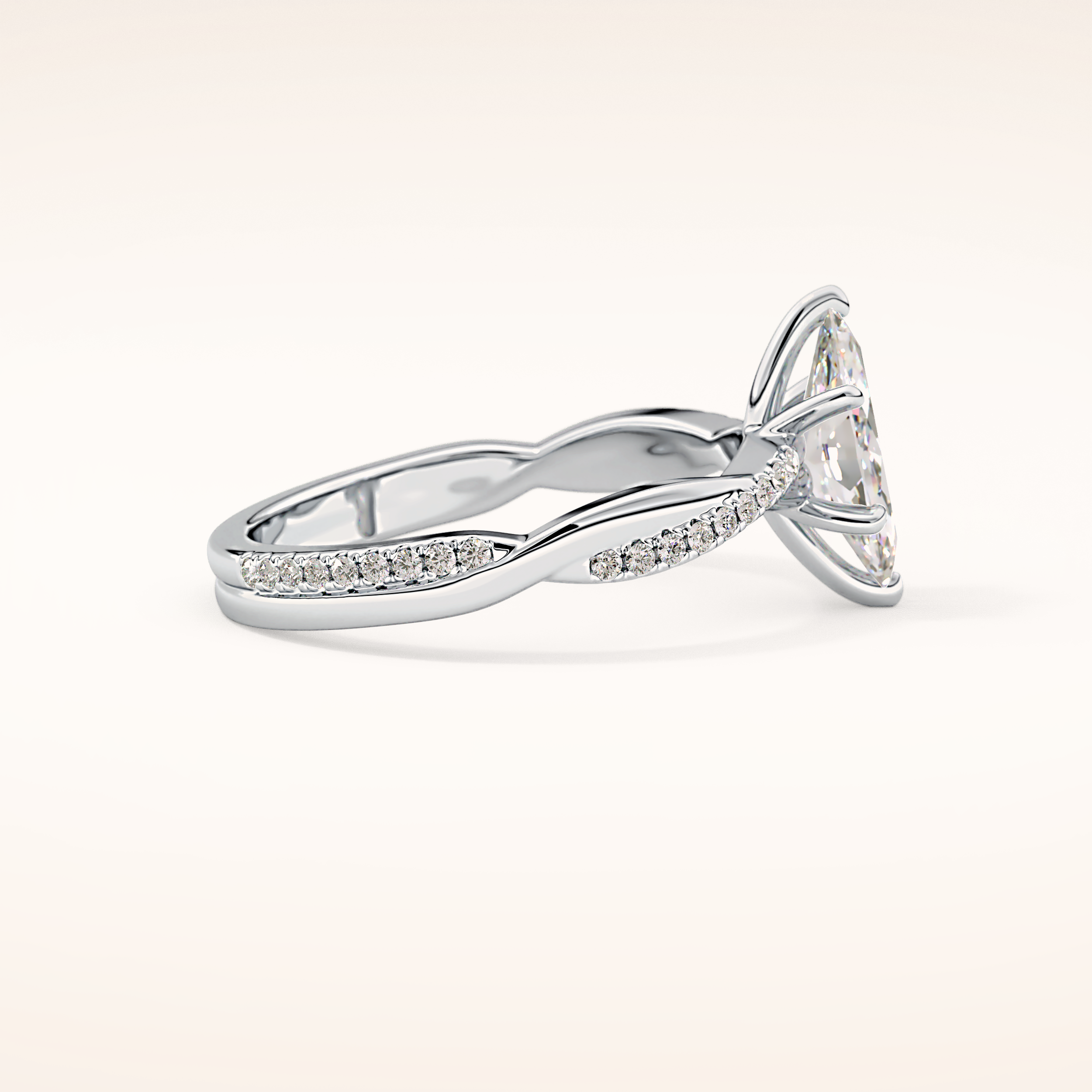 0.82 CT Marquise Shaped Criss-Cross Pave Moissanite Engagement Ring