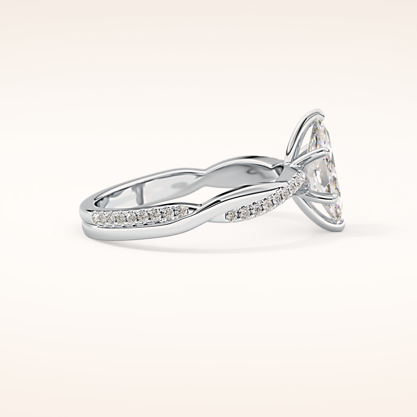 0.82 CT Marquise Shaped Criss-Cross Pave Moissanite Engagement Ring