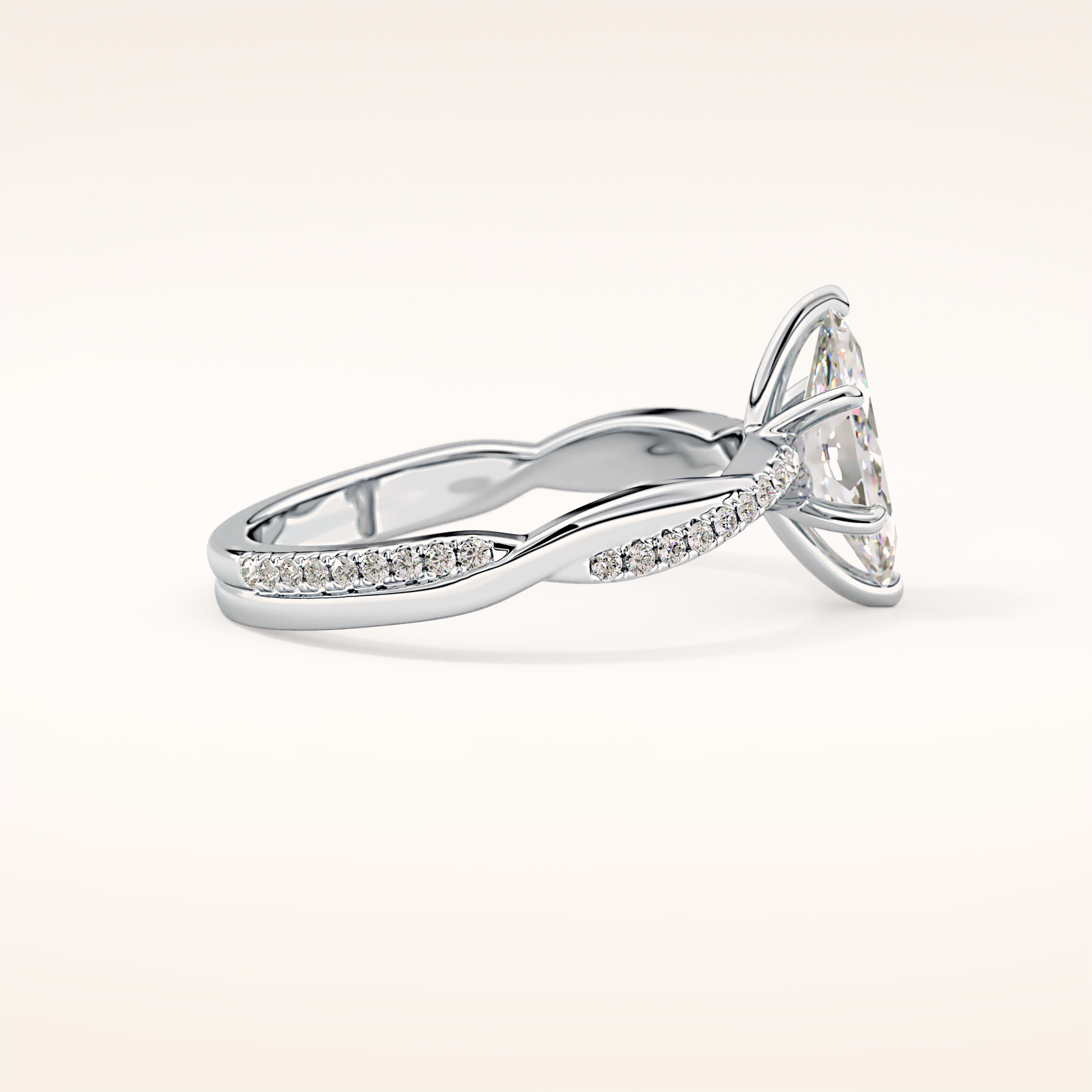 0.82 CT Marquise Shaped Criss-Cross Pave Moissanite Engagement Ring