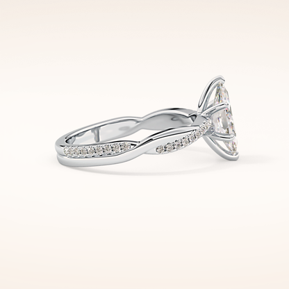 0.82 CT Marquise Shaped Criss-Cross Pave Moissanite Engagement Ring