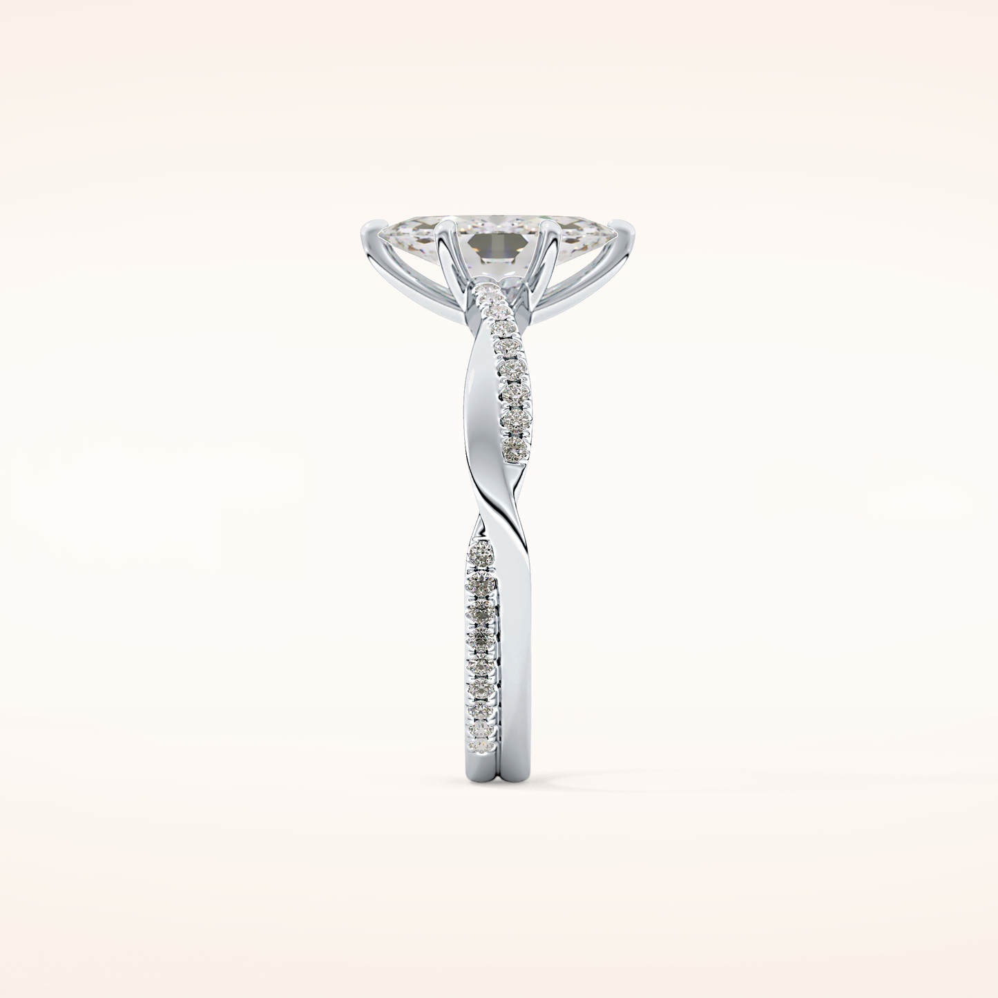 0.82 CT Marquise Shaped Criss-Cross Pave Moissanite Engagement Ring