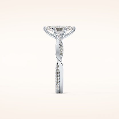 0.82 CT Marquise Shaped Criss-Cross Pave Moissanite Engagement Ring
