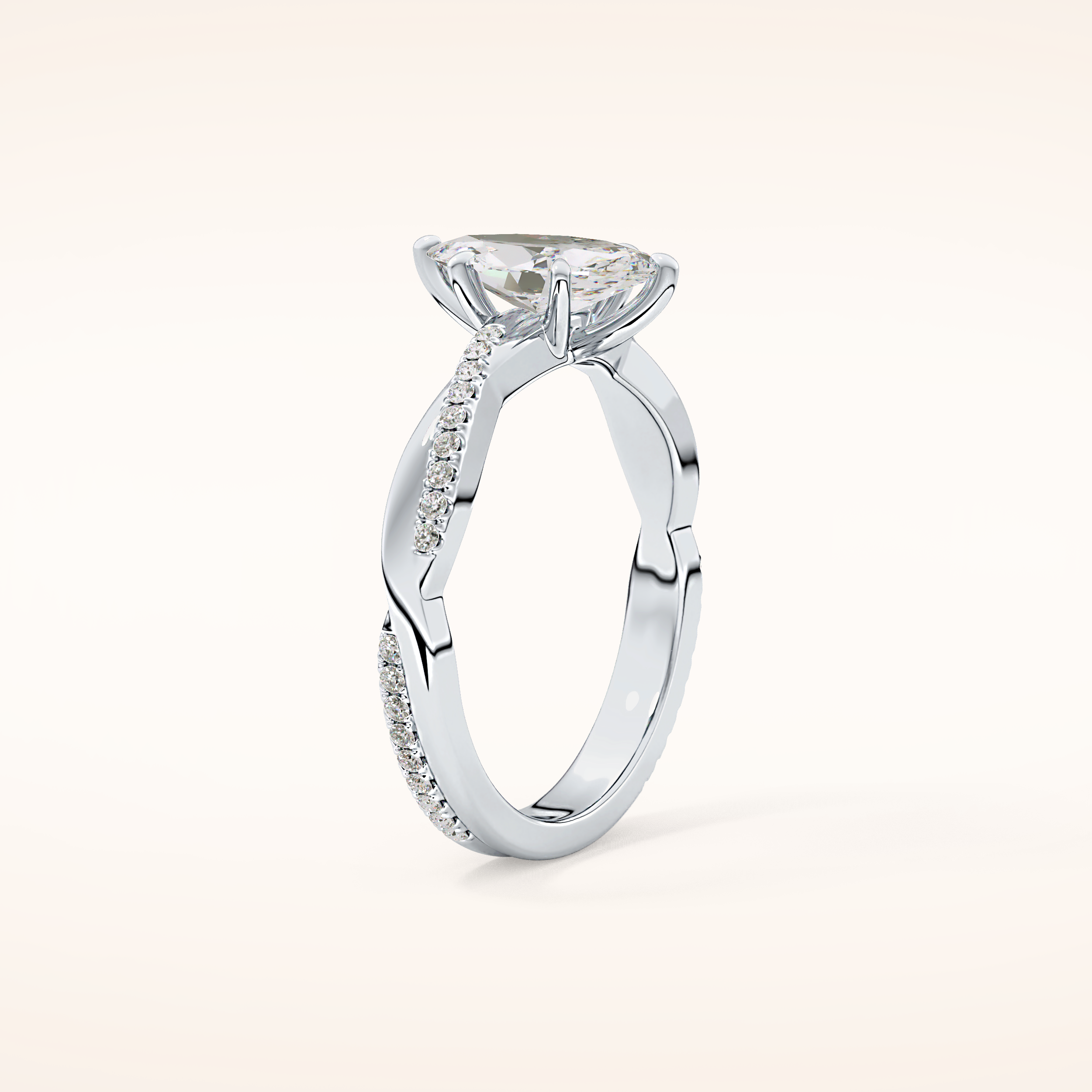 0.82 CT Marquise Shaped Criss-Cross Pave Moissanite Engagement Ring