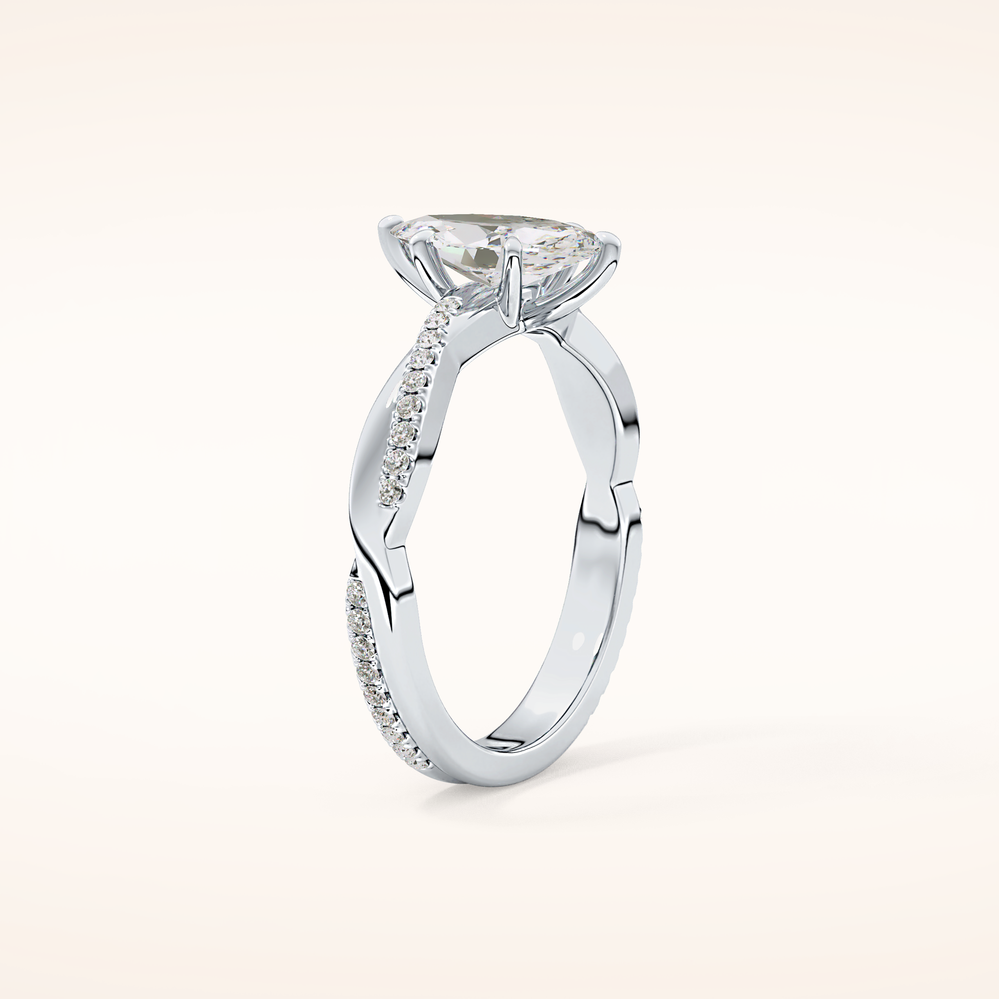 0.82 CT Marquise Shaped Criss-Cross Pave Moissanite Engagement Ring