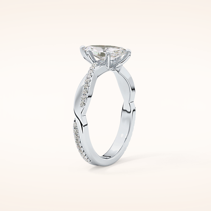 0.82 CT Marquise Shaped Criss-Cross Pave Moissanite Engagement Ring
