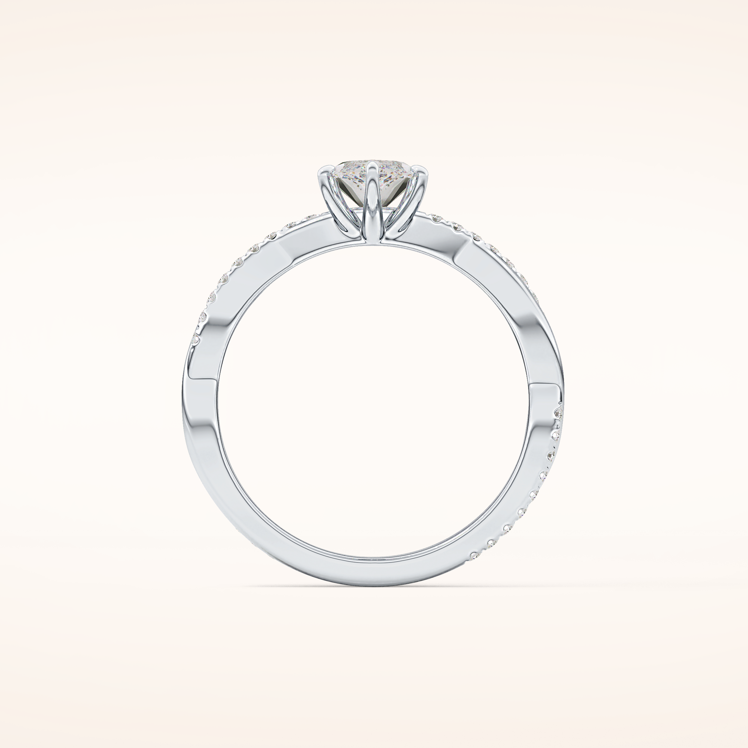 0.82 CT Marquise Shaped Criss-Cross Pave Moissanite Engagement Ring