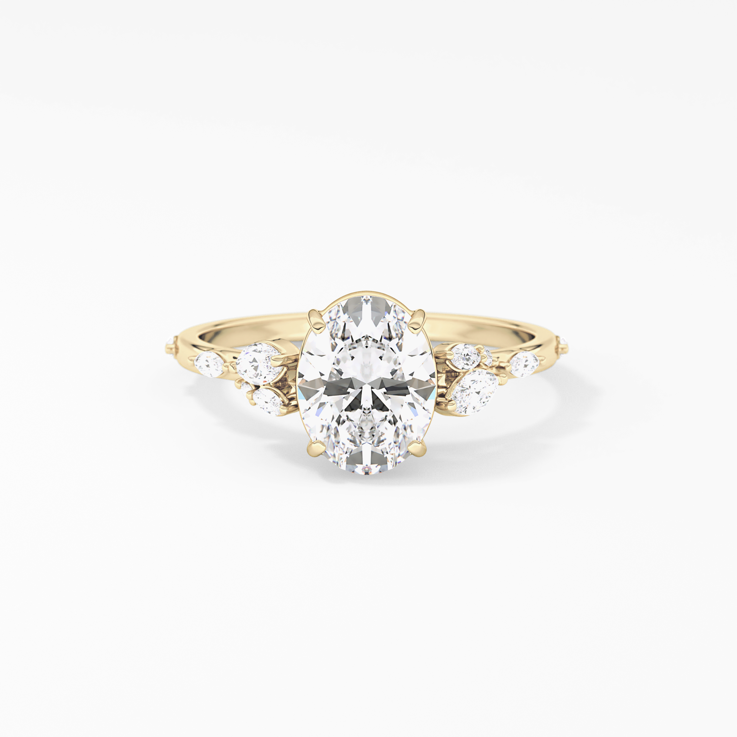 Oval Cluster Lab Grown Diamond Engagement Ring