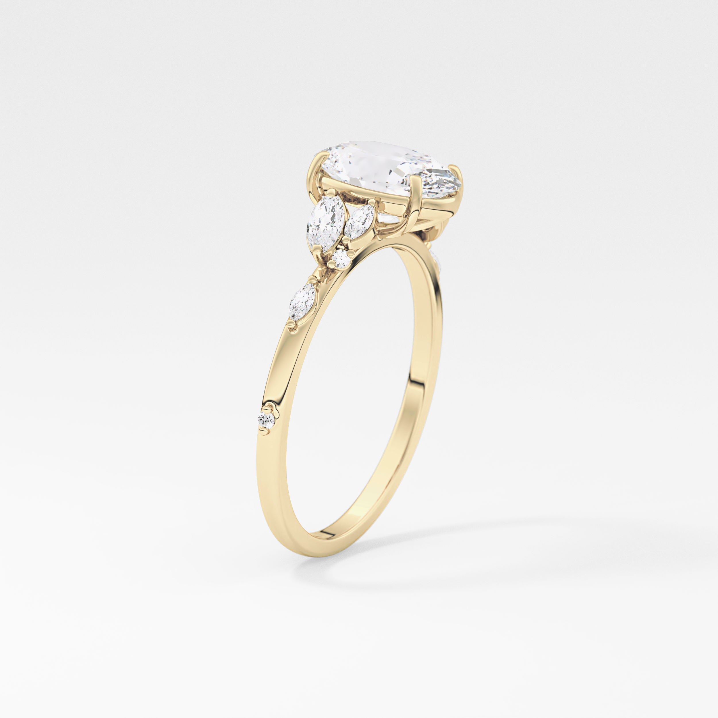 Oval Cluster Lab Grown Diamond Engagement Ring