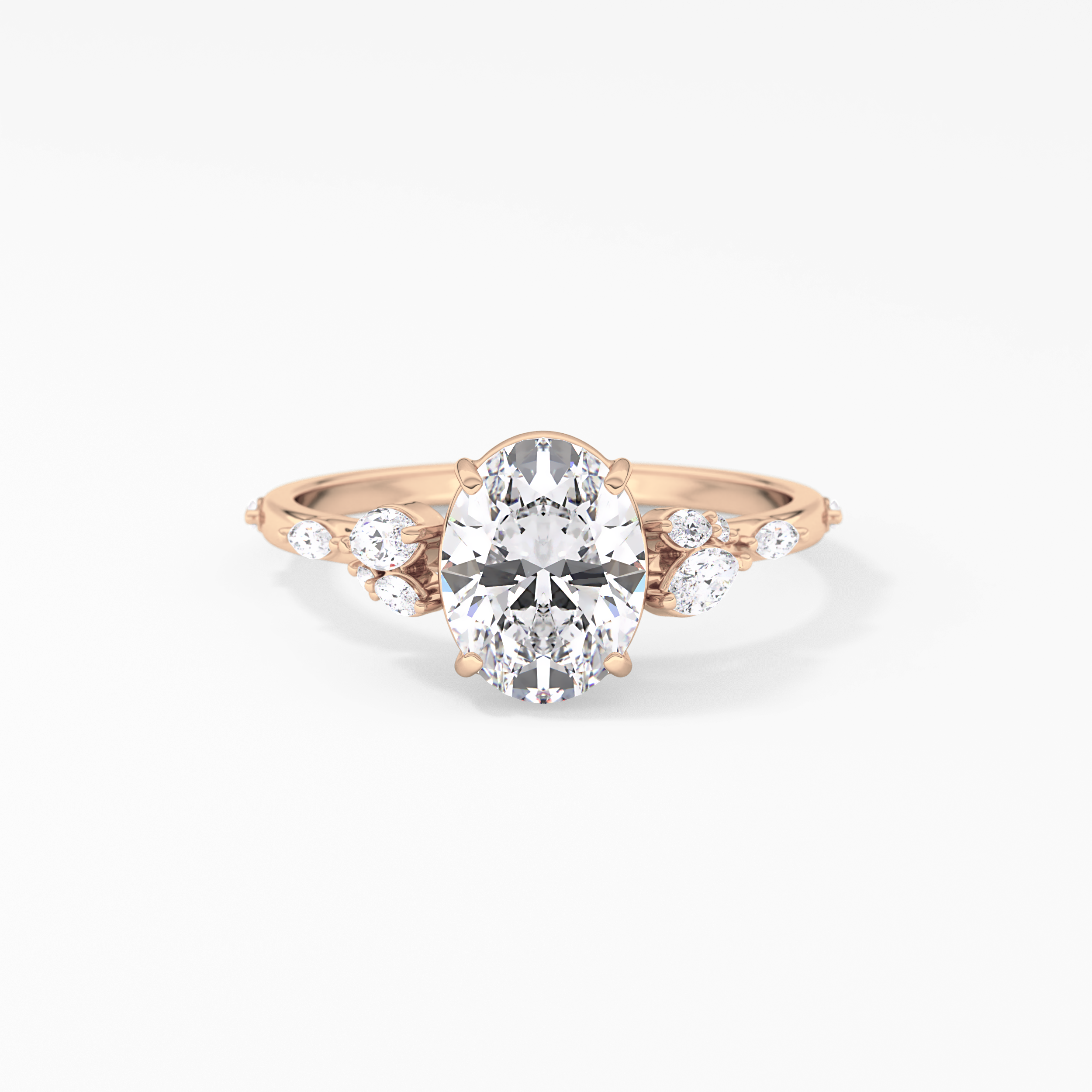 Oval Cluster Lab Grown Diamond Engagement Ring