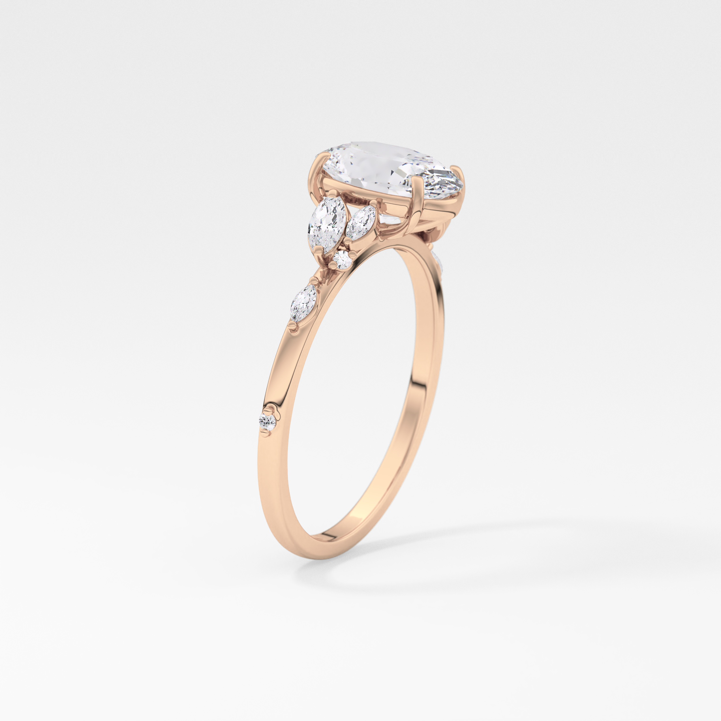 Oval Cluster Lab Grown Diamond Engagement Ring