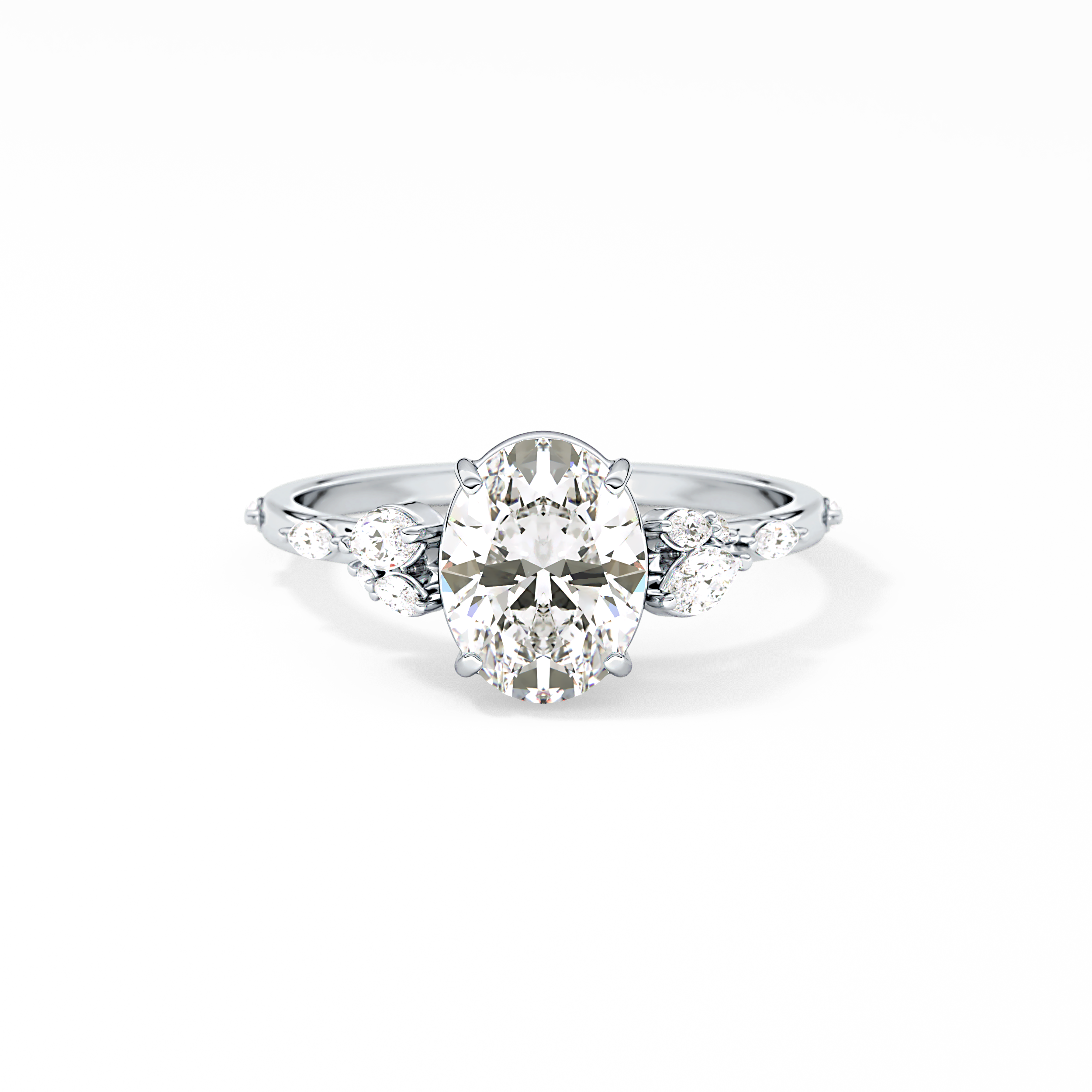 Oval Cluster Lab Grown Diamond Engagement Ring