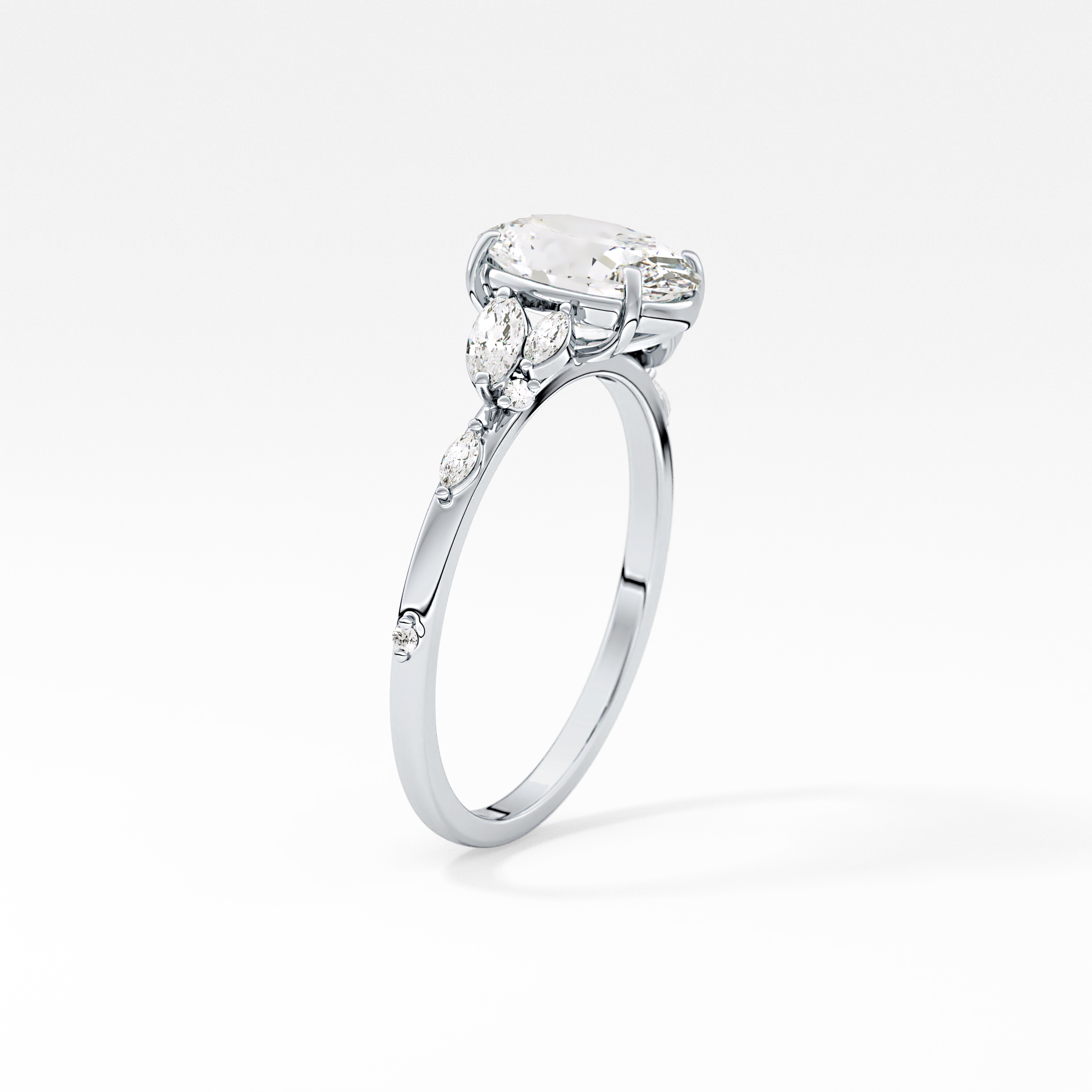 Oval Cluster Lab Grown Diamond Engagement Ring