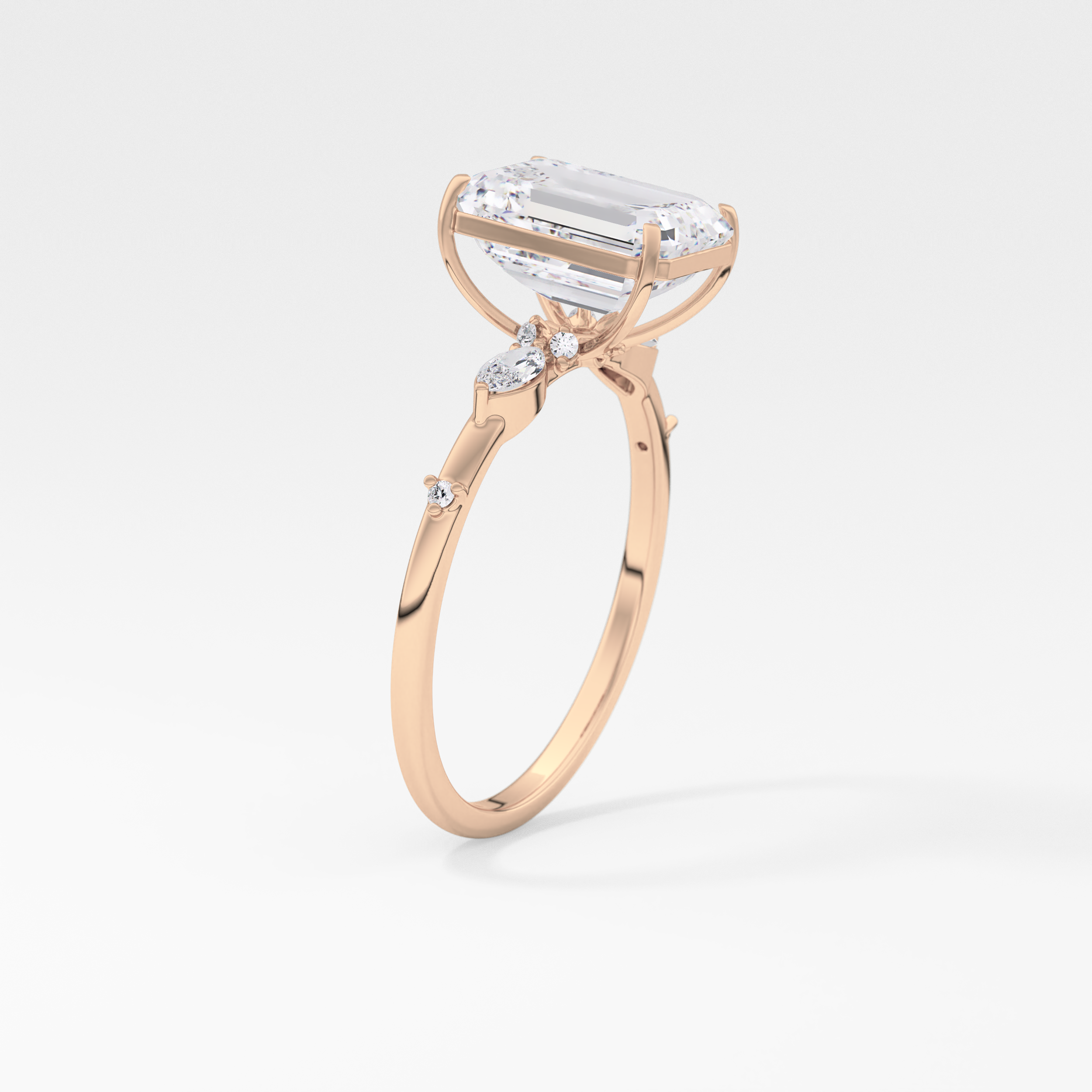 Emerald Cluster Lab Grown Diamond Engagement Ring