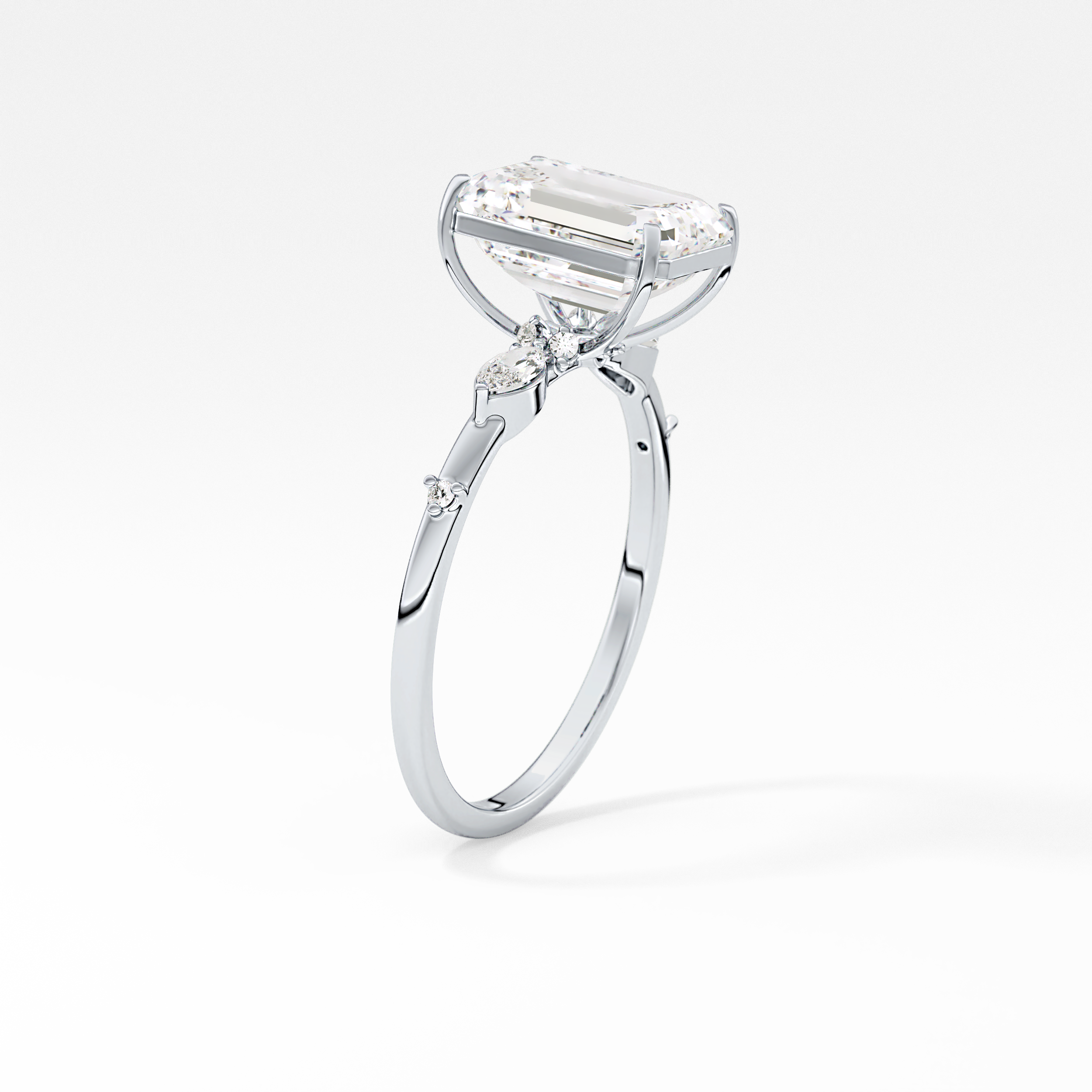 Emerald Cluster Lab Grown Diamond Engagement Ring