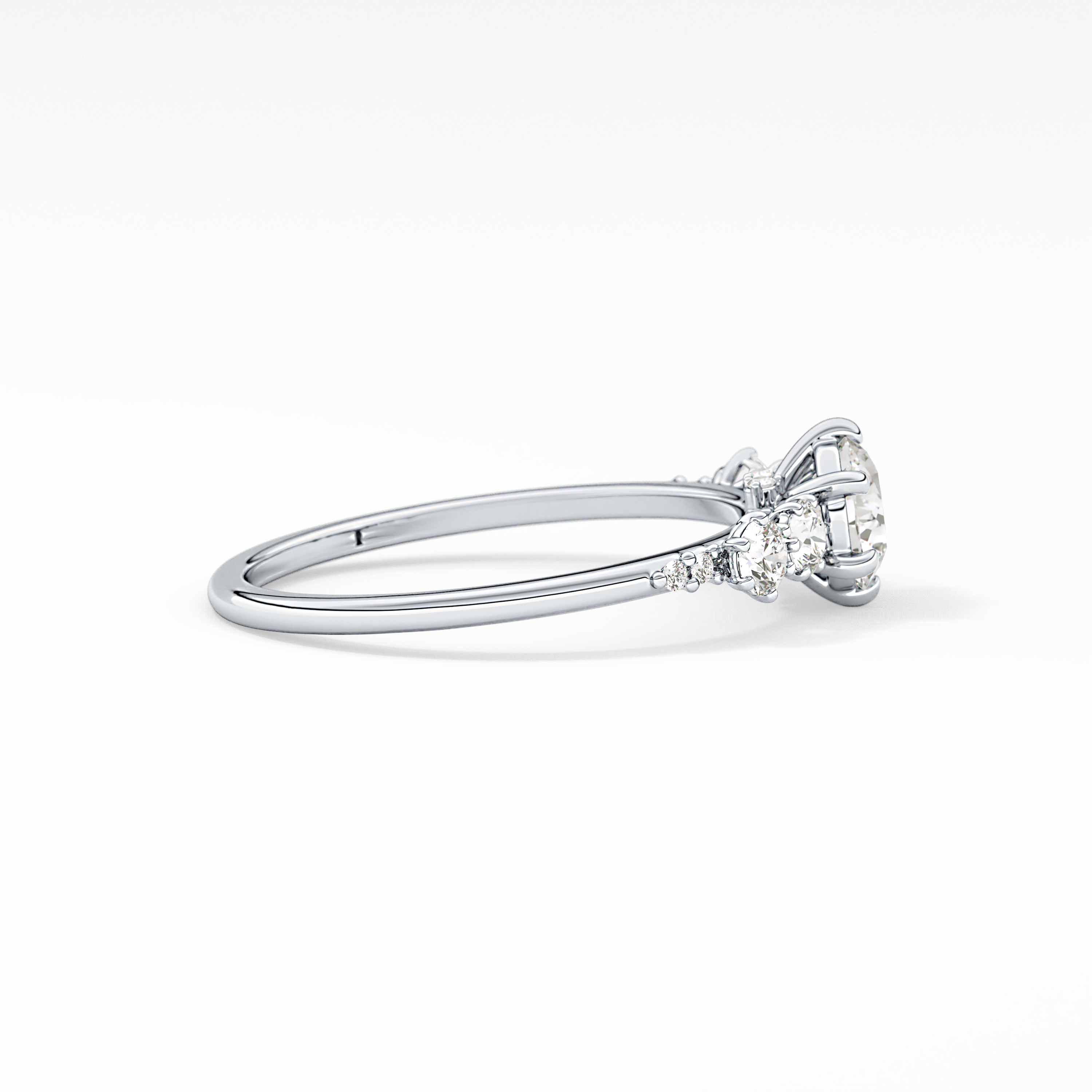 Round Cluster Lab Grown Diamond Engagement Ring