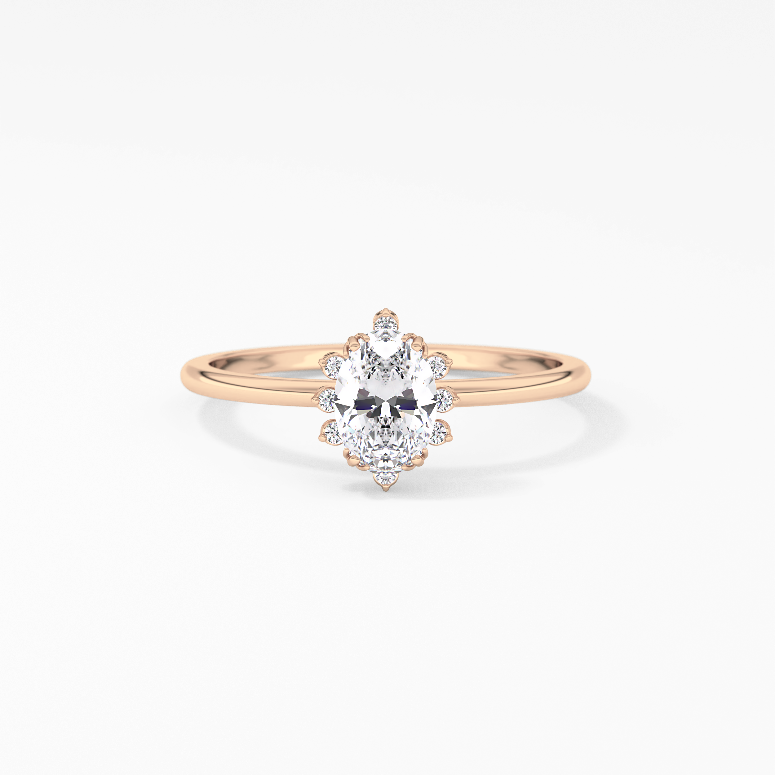 Oval Cluster Lab Grown Diamond Engagement Ring