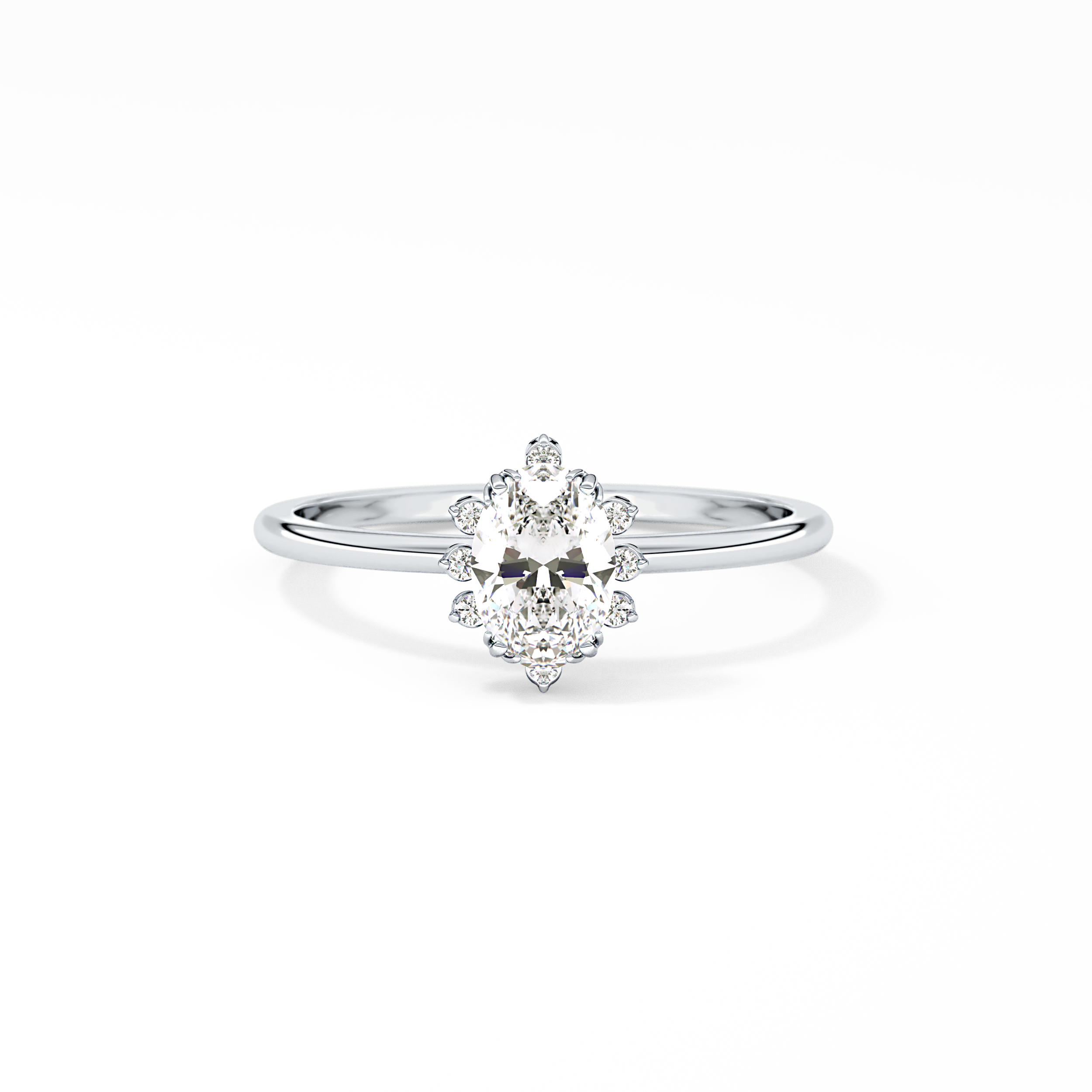 Oval Cluster Lab Grown Diamond Engagement Ring