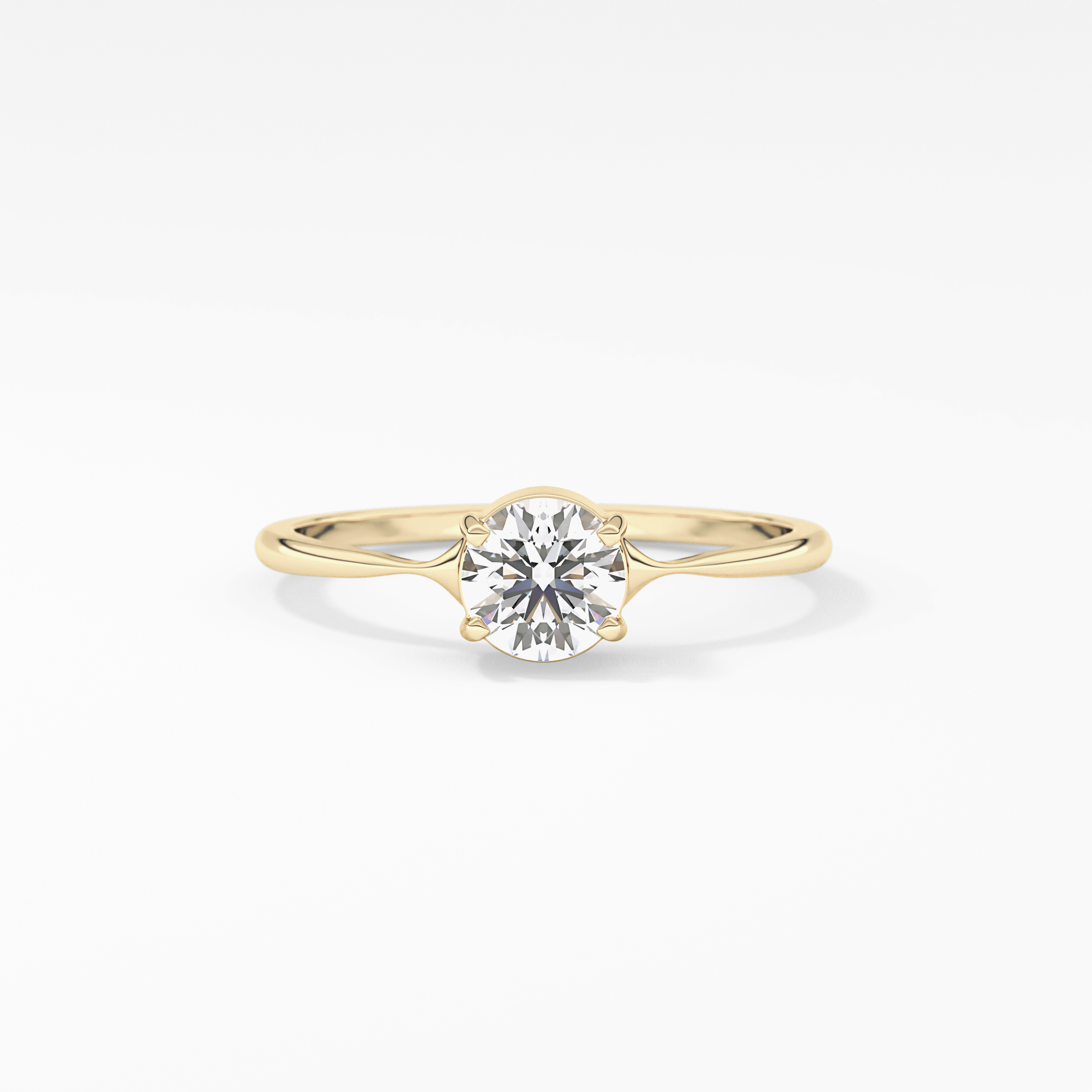 Round Bezel Solitaire Lab Grown Diamond Engagement Ring