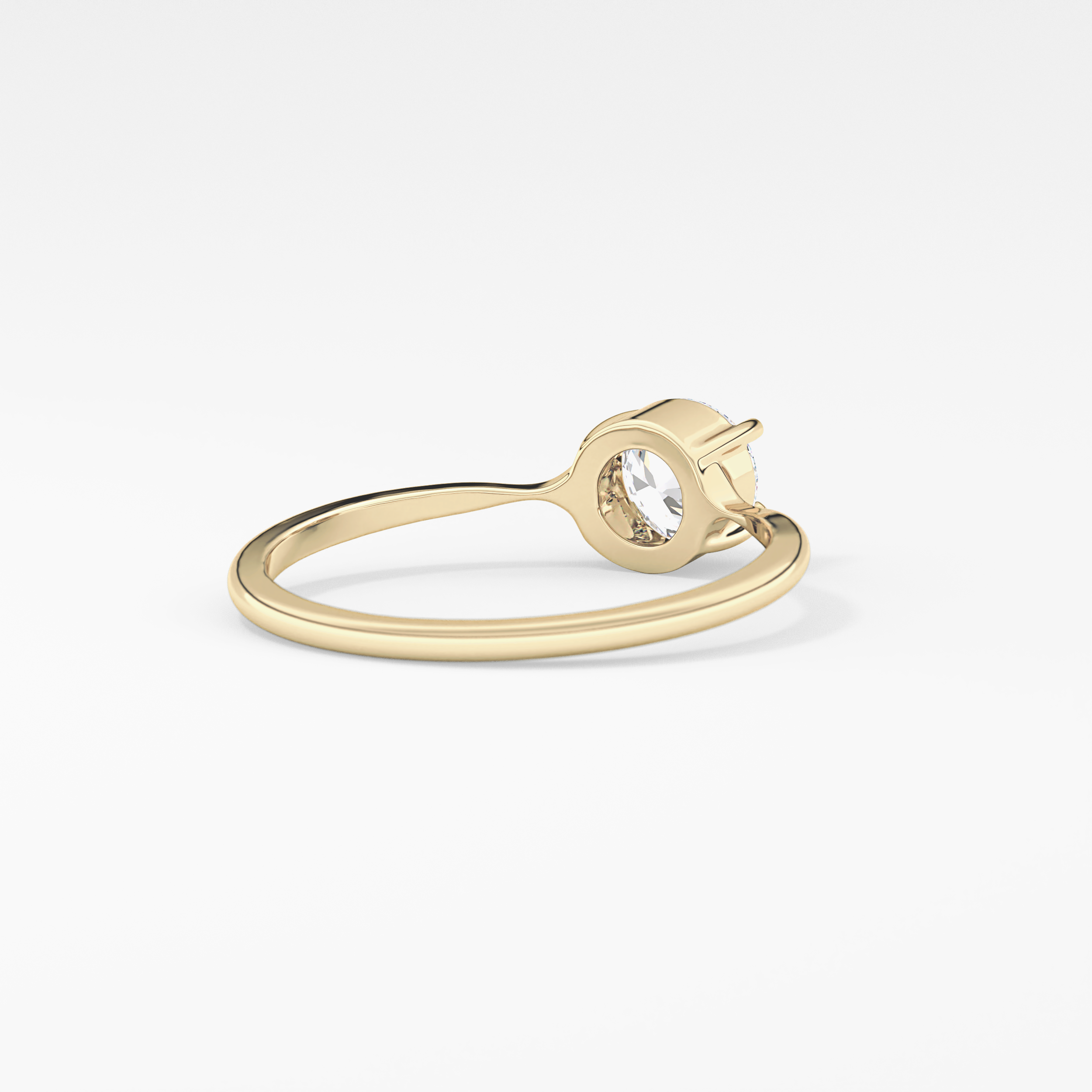Round Bezel Solitaire Lab Grown Diamond Engagement Ring