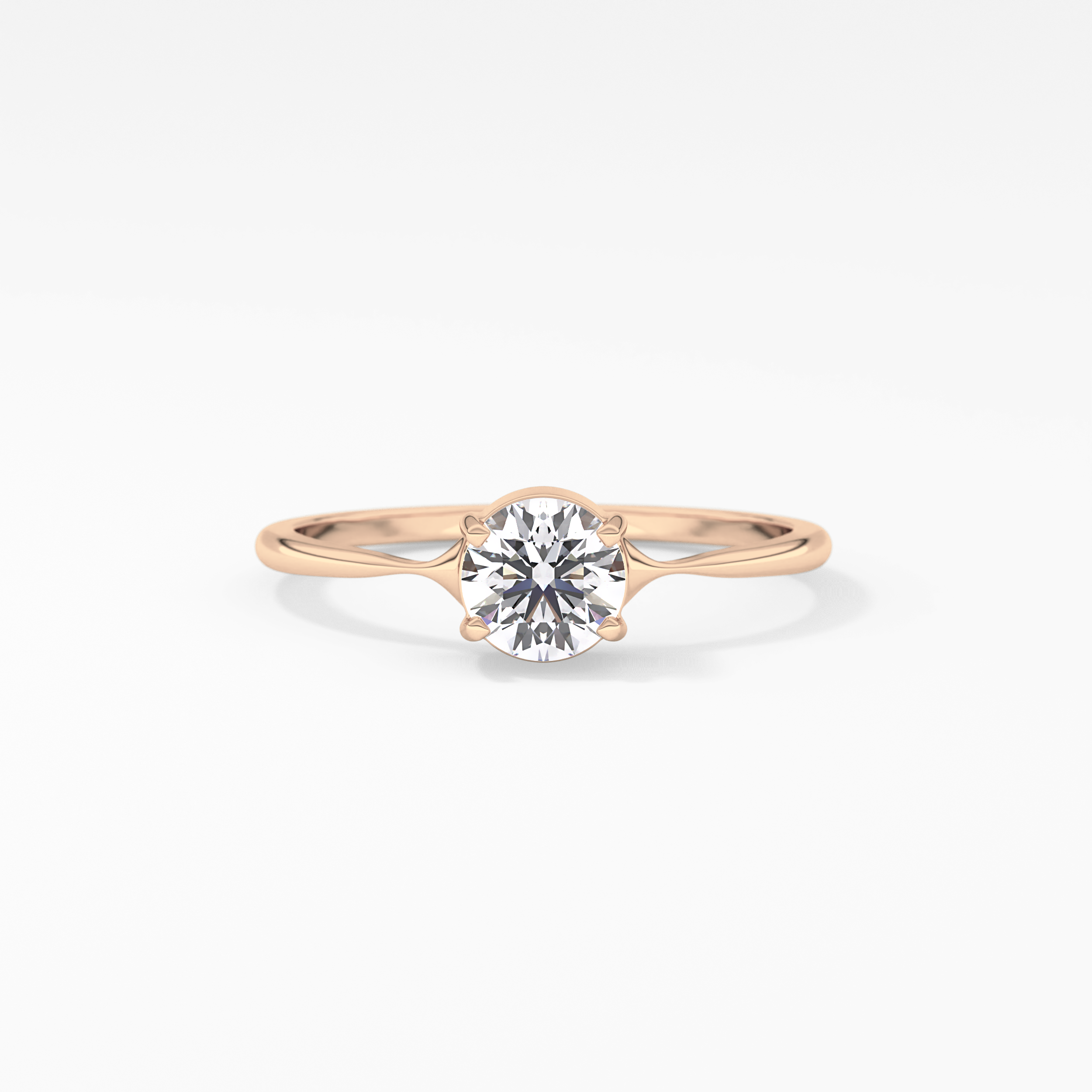 Round Bezel Solitaire Lab Grown Diamond Engagement Ring