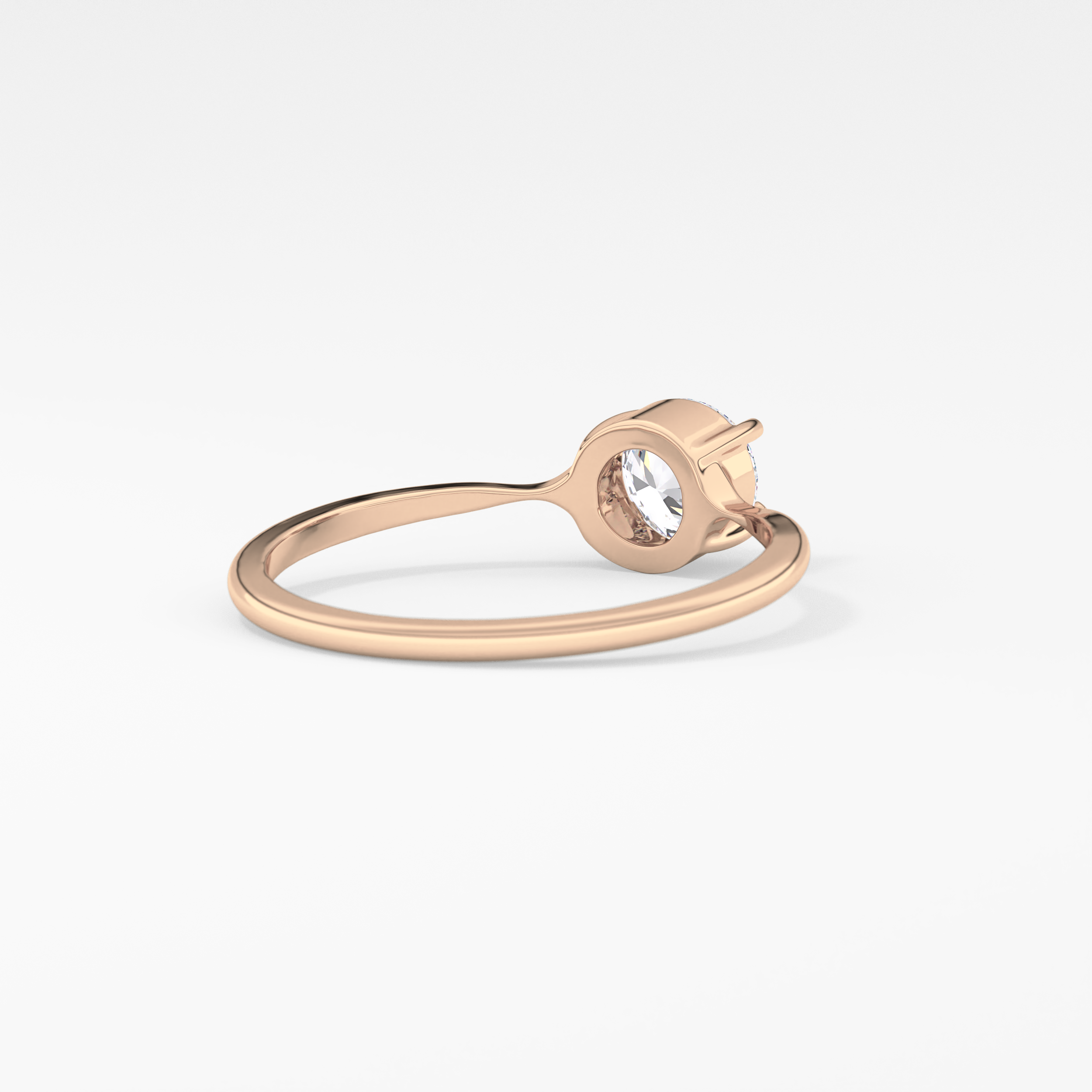 Round Bezel Solitaire Lab Grown Diamond Engagement Ring