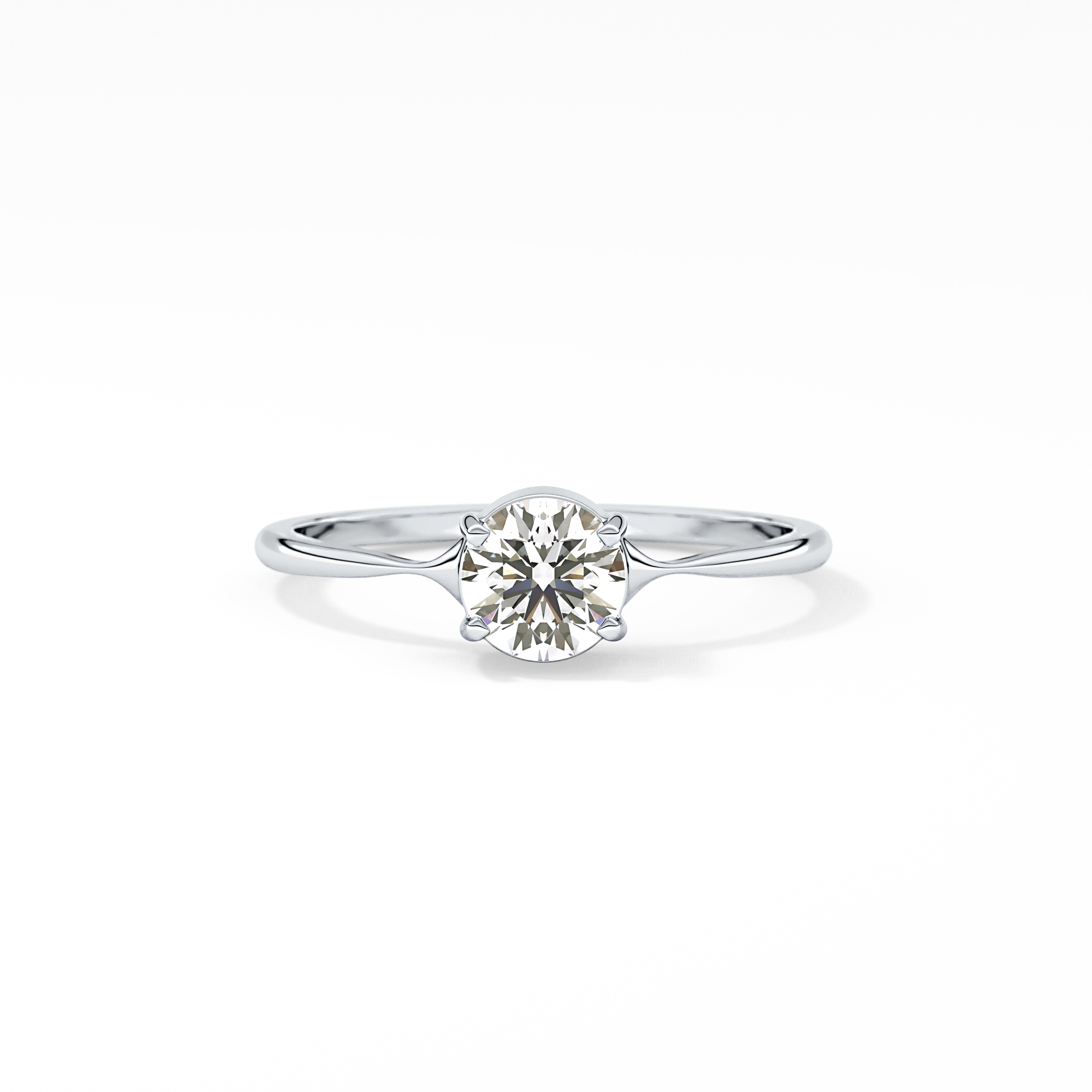 Round Bezel Solitaire Lab Grown Diamond Engagement Ring