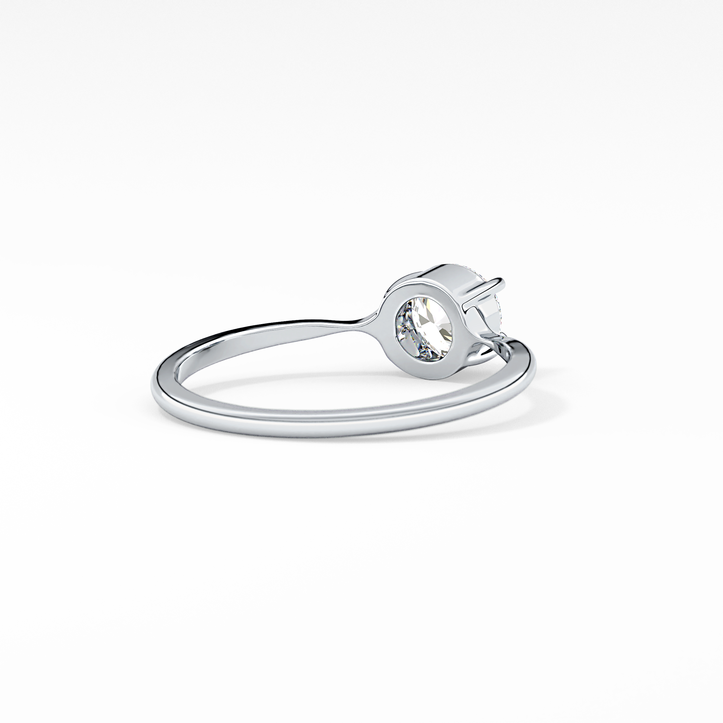 Round Bezel Solitaire Lab Grown Diamond Engagement Ring