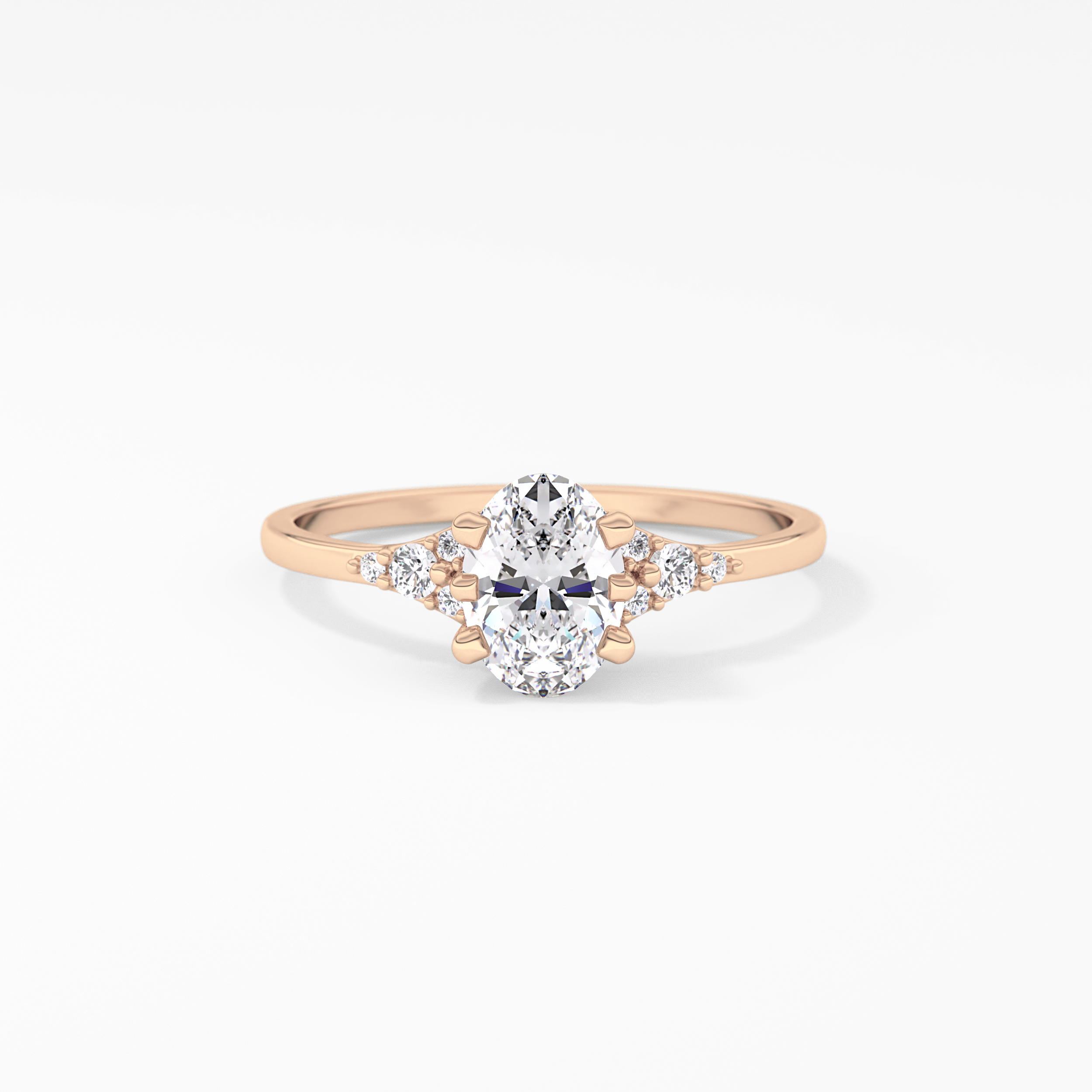 Oval Cluster Lab Grown Diamond Engagement Ring