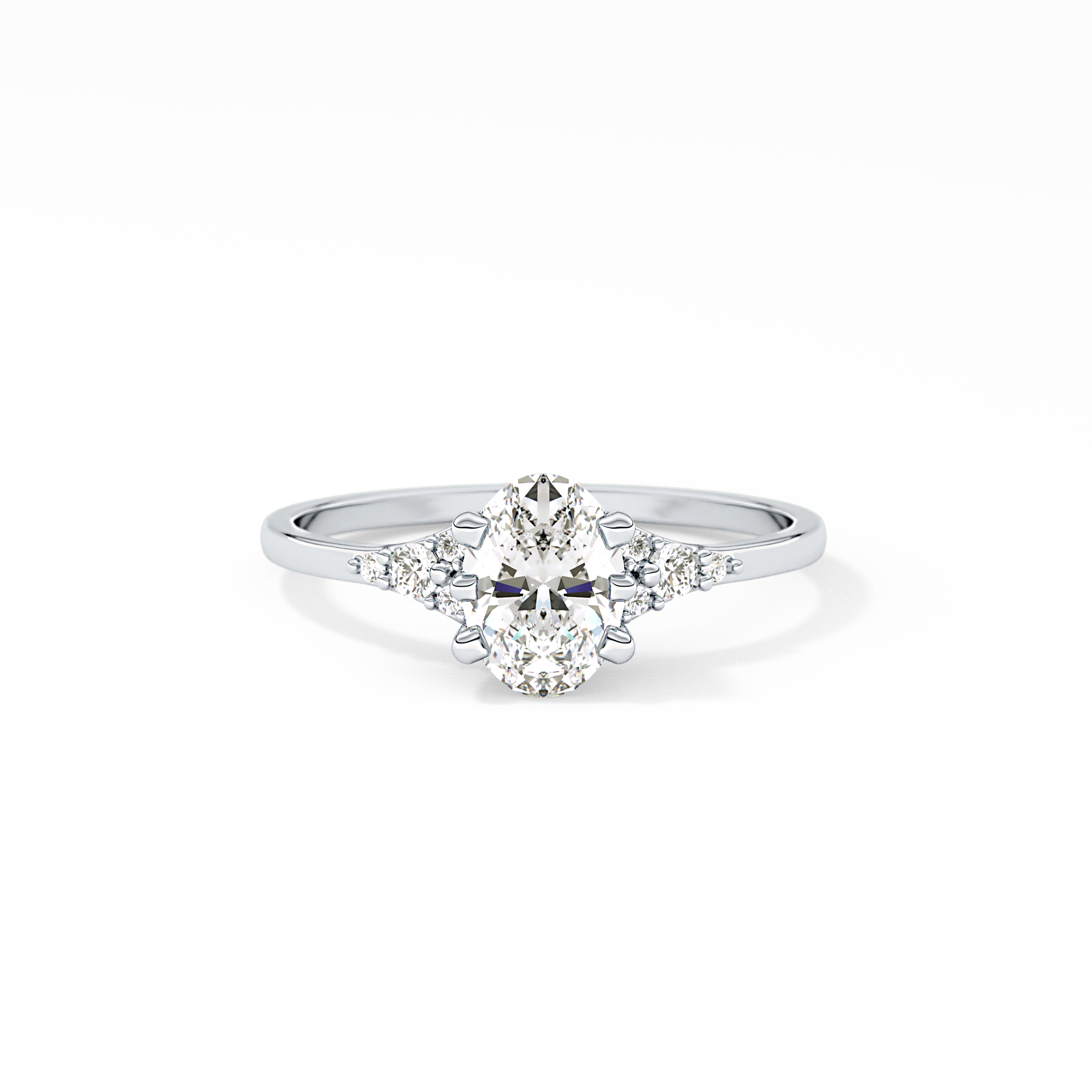 Oval Cluster Lab Grown Diamond Engagement Ring