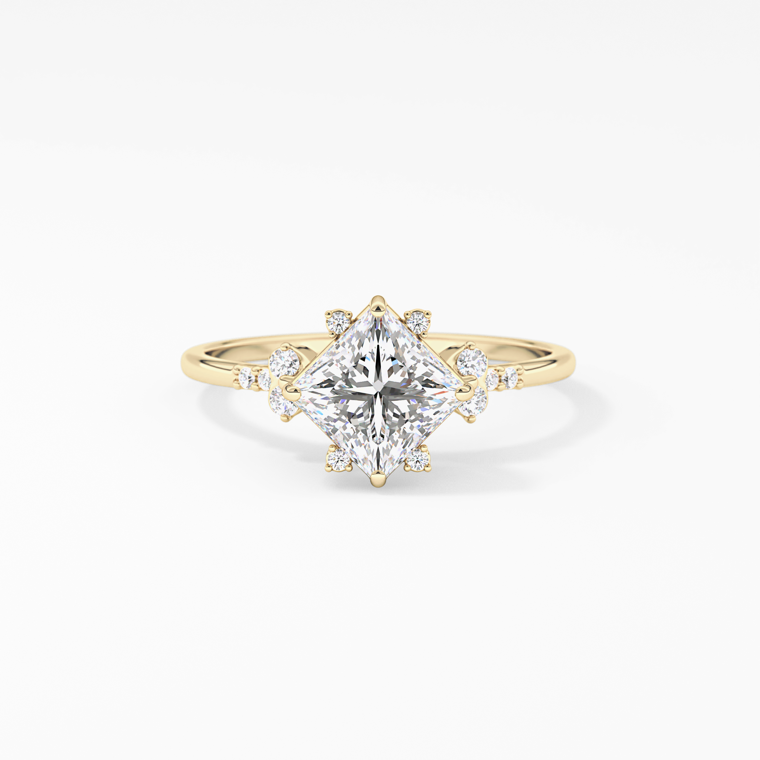 Princess Cluster Lab Grown Diamond Engagement Ring