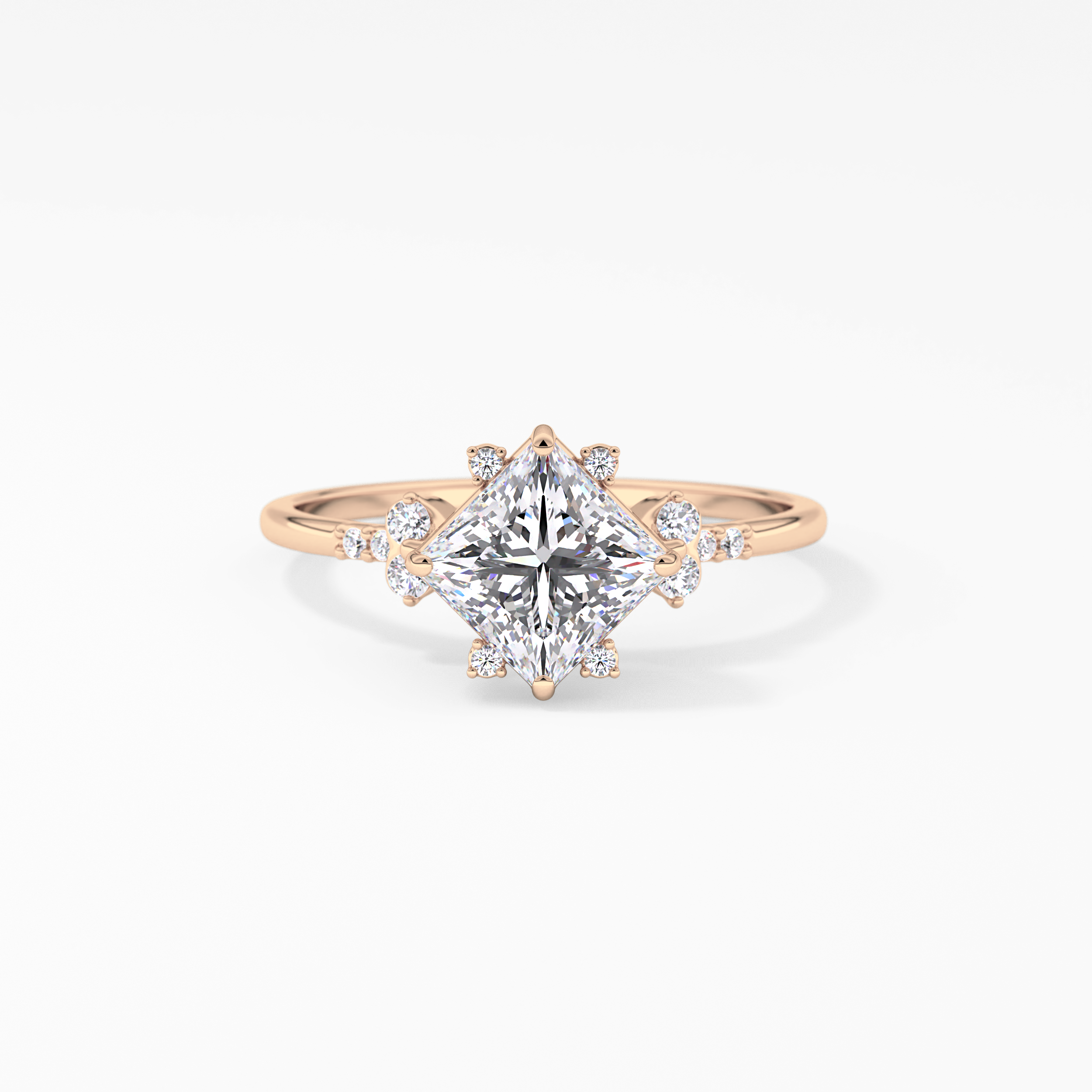 Princess Cluster Lab Grown Diamond Engagement Ring