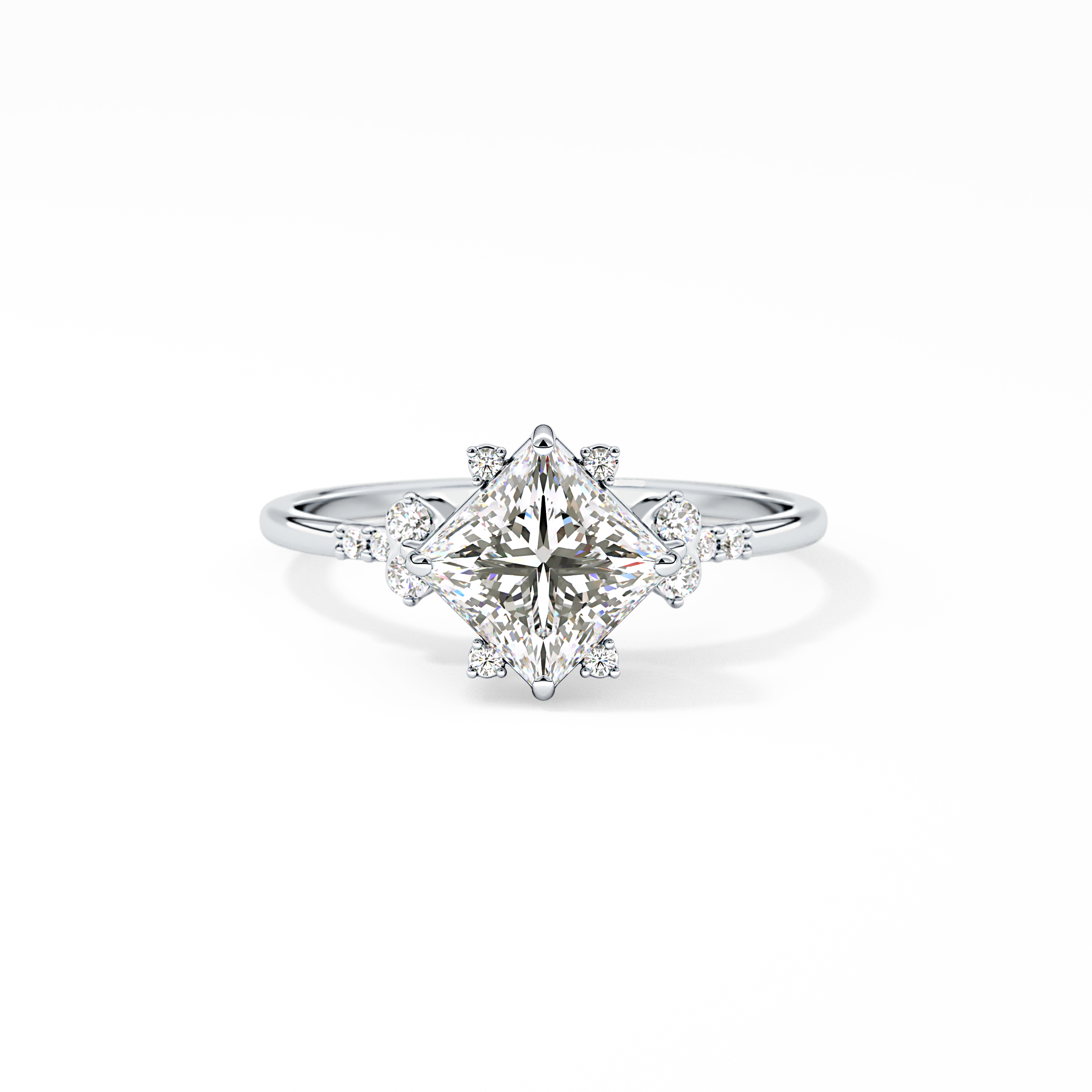Princess Cluster Lab Grown Diamond Engagement Ring
