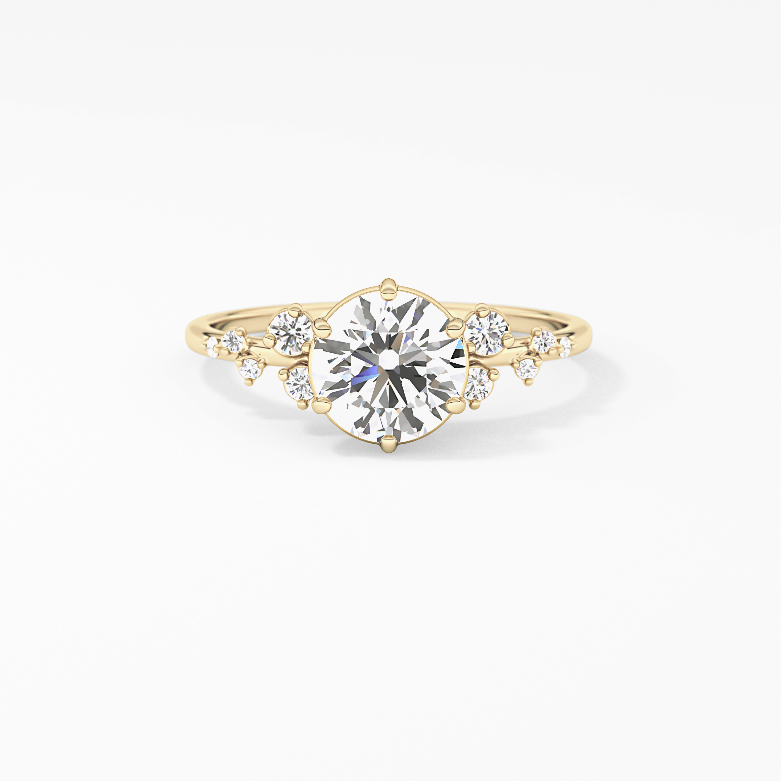 Round Cluster Lab Grown Diamond Engagement Ring