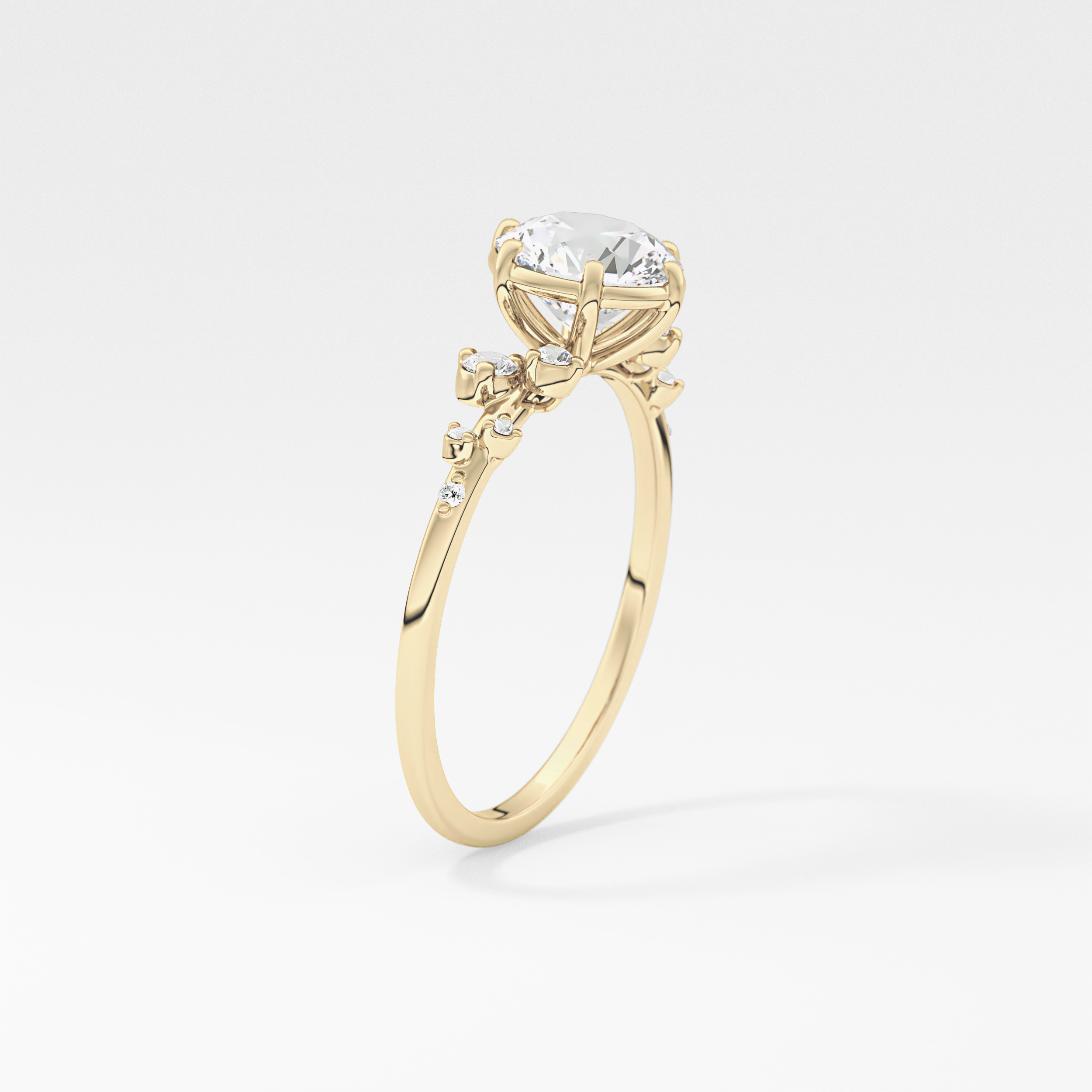 Round Cluster Lab Grown Diamond Engagement Ring