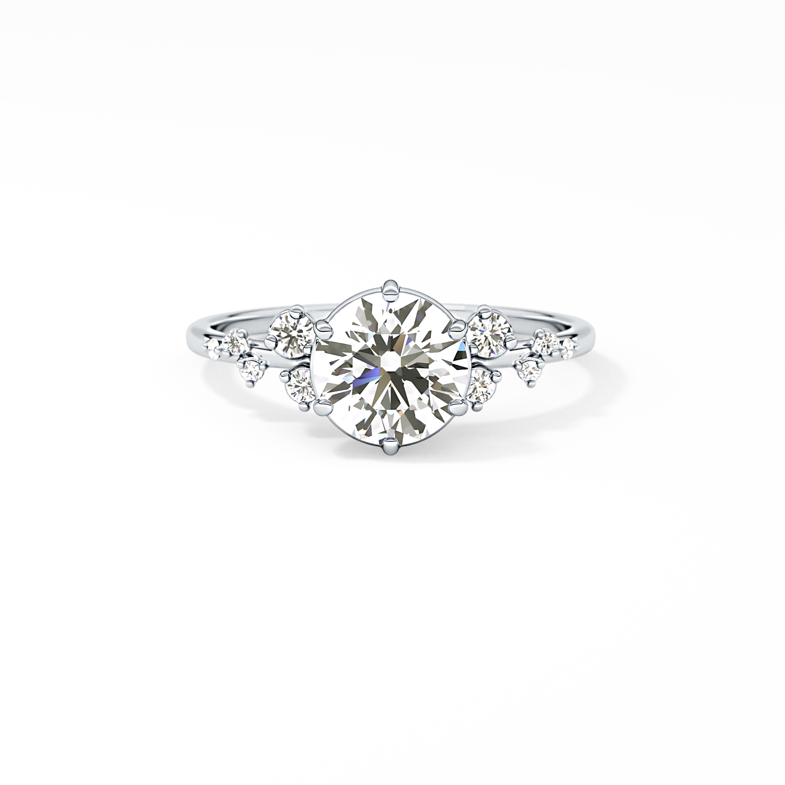 Round Cluster Lab Grown Diamond Engagement Ring