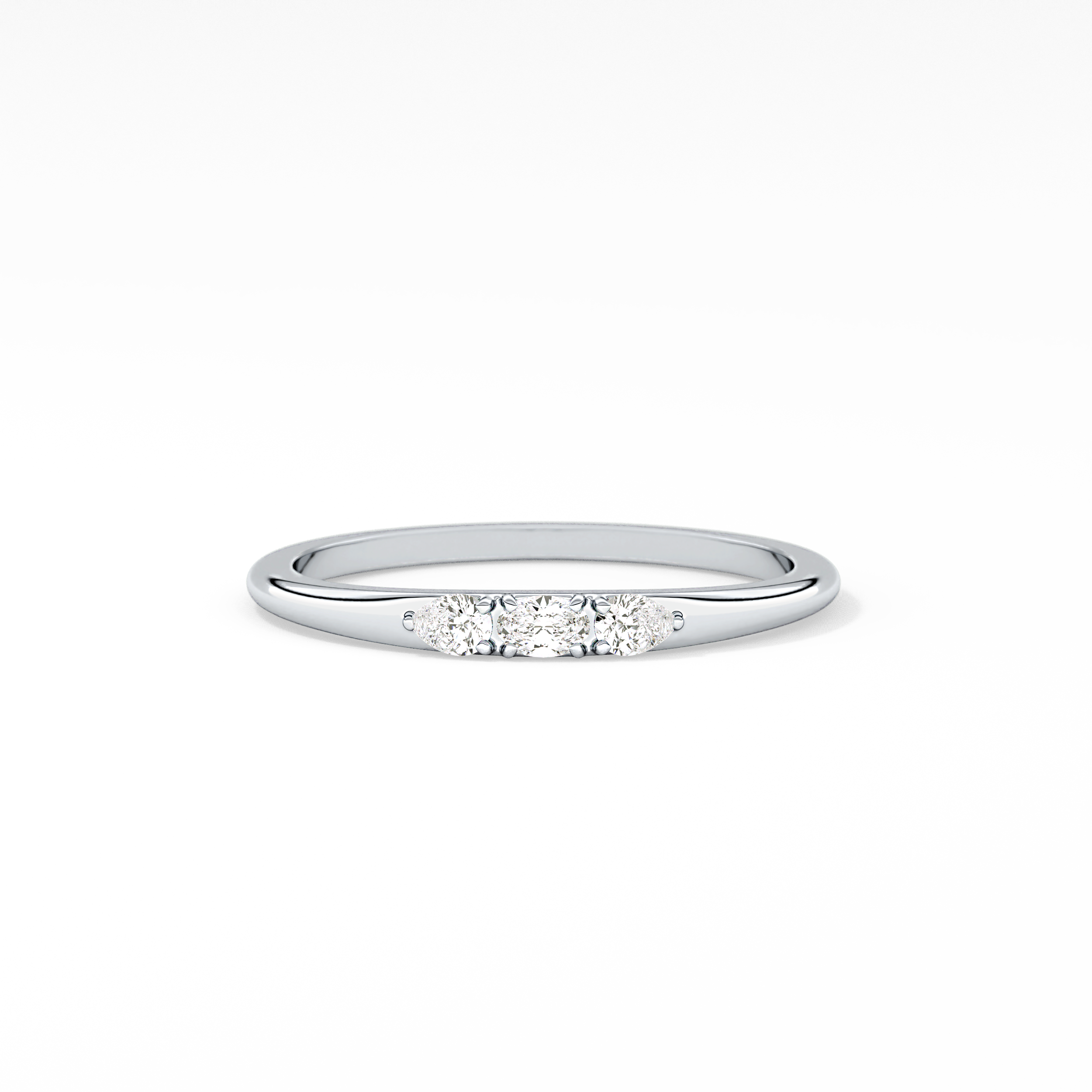 Oval Three Stone Lab Grown Diamond Engagement Ring