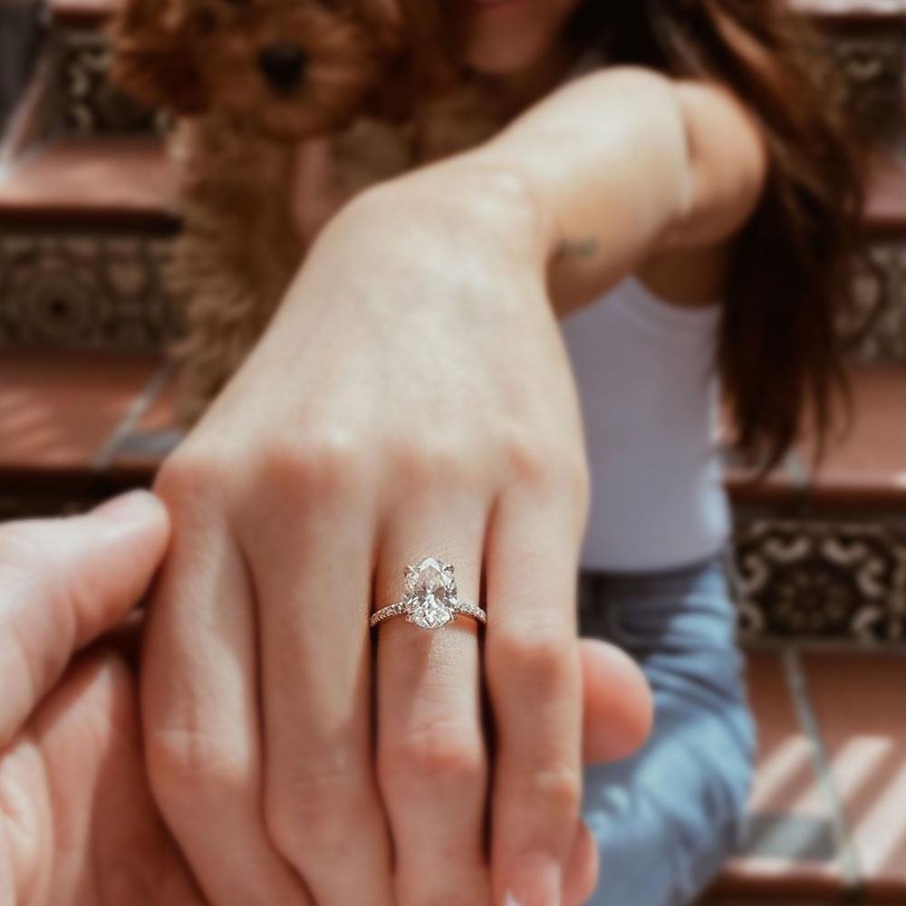 Pave Engagement Ring Featuring 3.50 CT Oval Moissanite 2