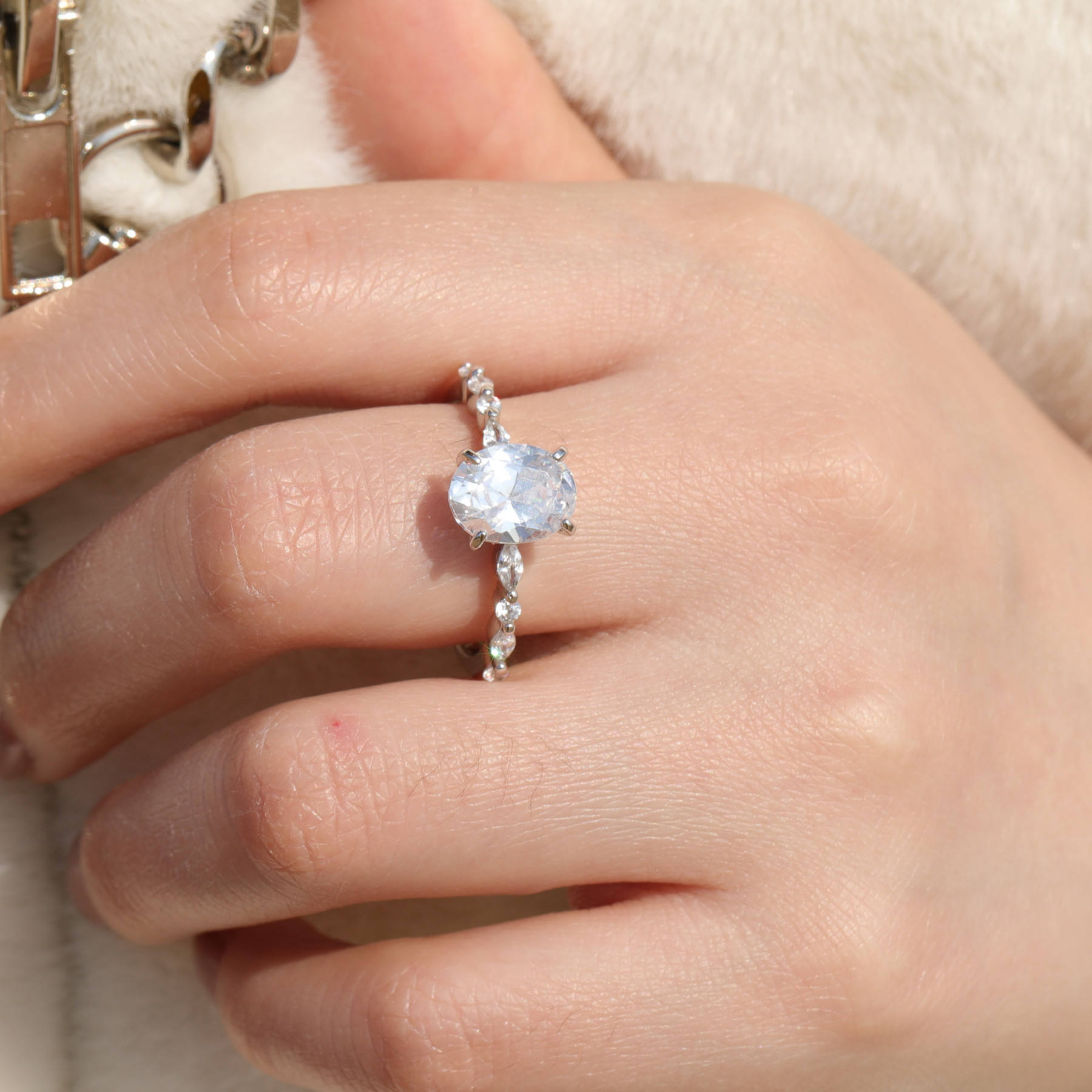 Pave Engagement Ring Featuring 3.50 CT Oval Moissanite 3