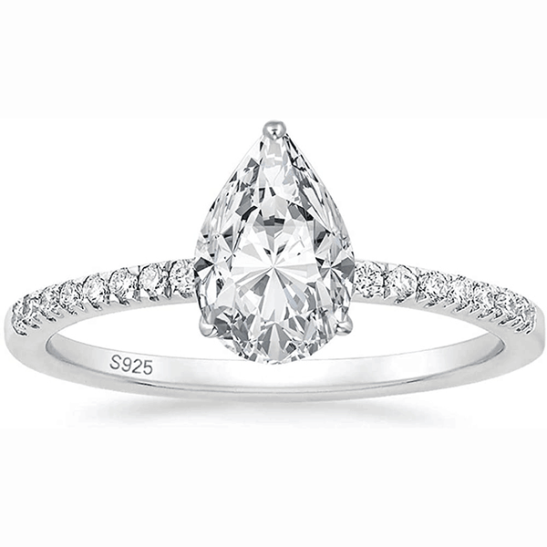 Pave Engagement Ring Featuring 3.0 CT Pear Moissanite 1
