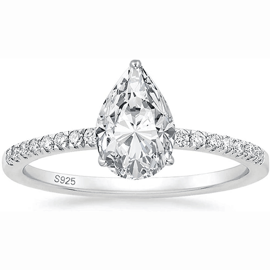 Pave Engagement Ring Featuring 3.0 CT Pear Moissanite 1