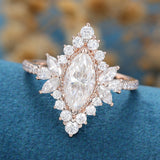 Marquise Cluster Lab Grown Diamond Engagement Ring