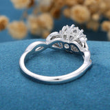 Round Vintage Cluster Lab Grown Diamond Engagement Ring