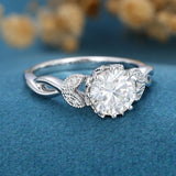 Round Vintage Cluster Lab Grown Diamond Engagement Ring