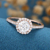 Round Halo & Pave Lab Grown Diamond Engagement Ring