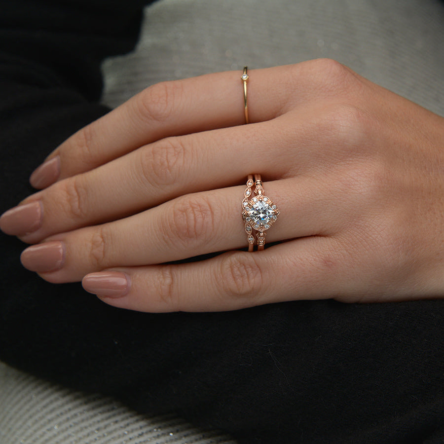 Cushion Vintage Halo & Pave Lab Grown Diamond Engagement Ring