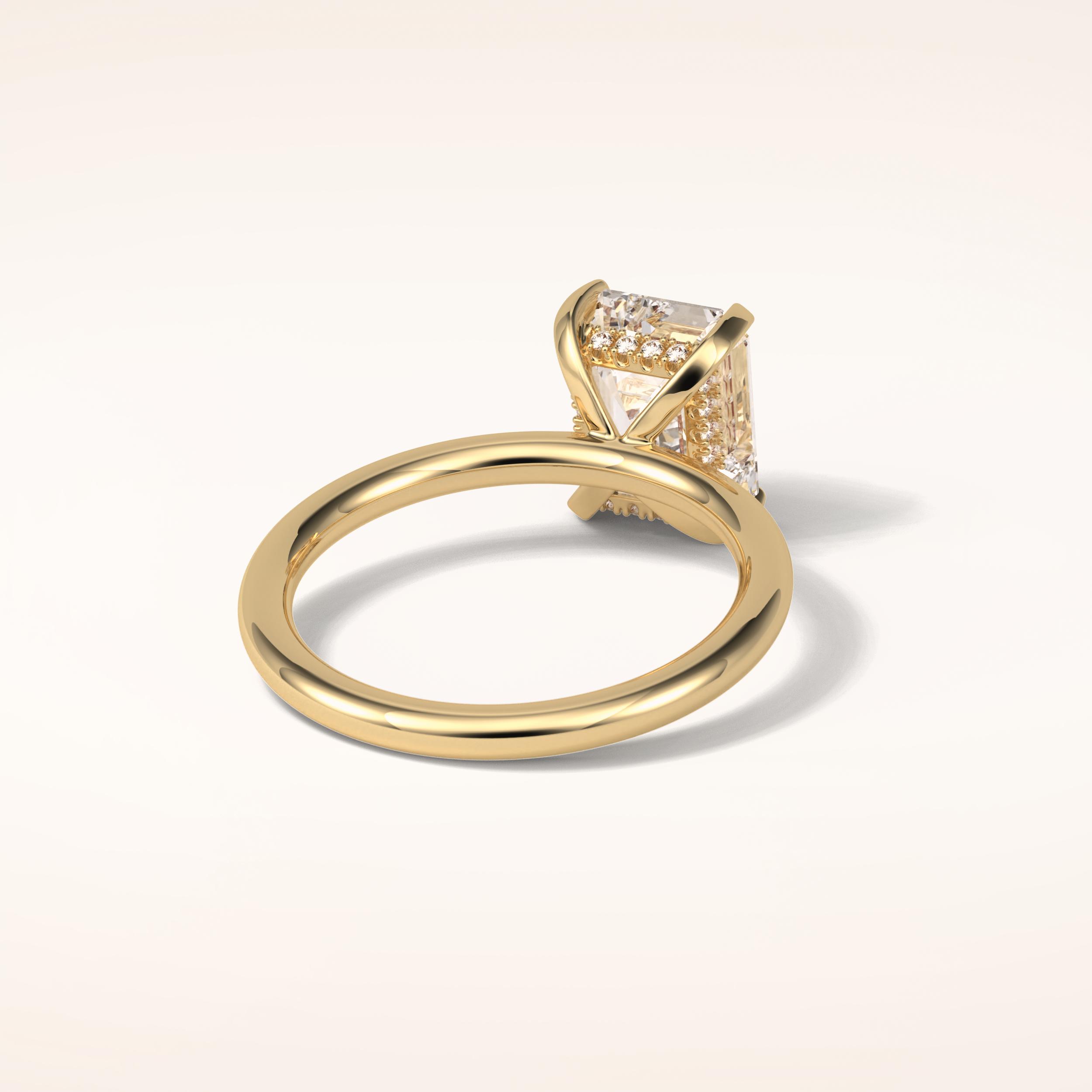 2.3 CT Emerald Shaped Hidden Halo Moissanite Engagement Ring