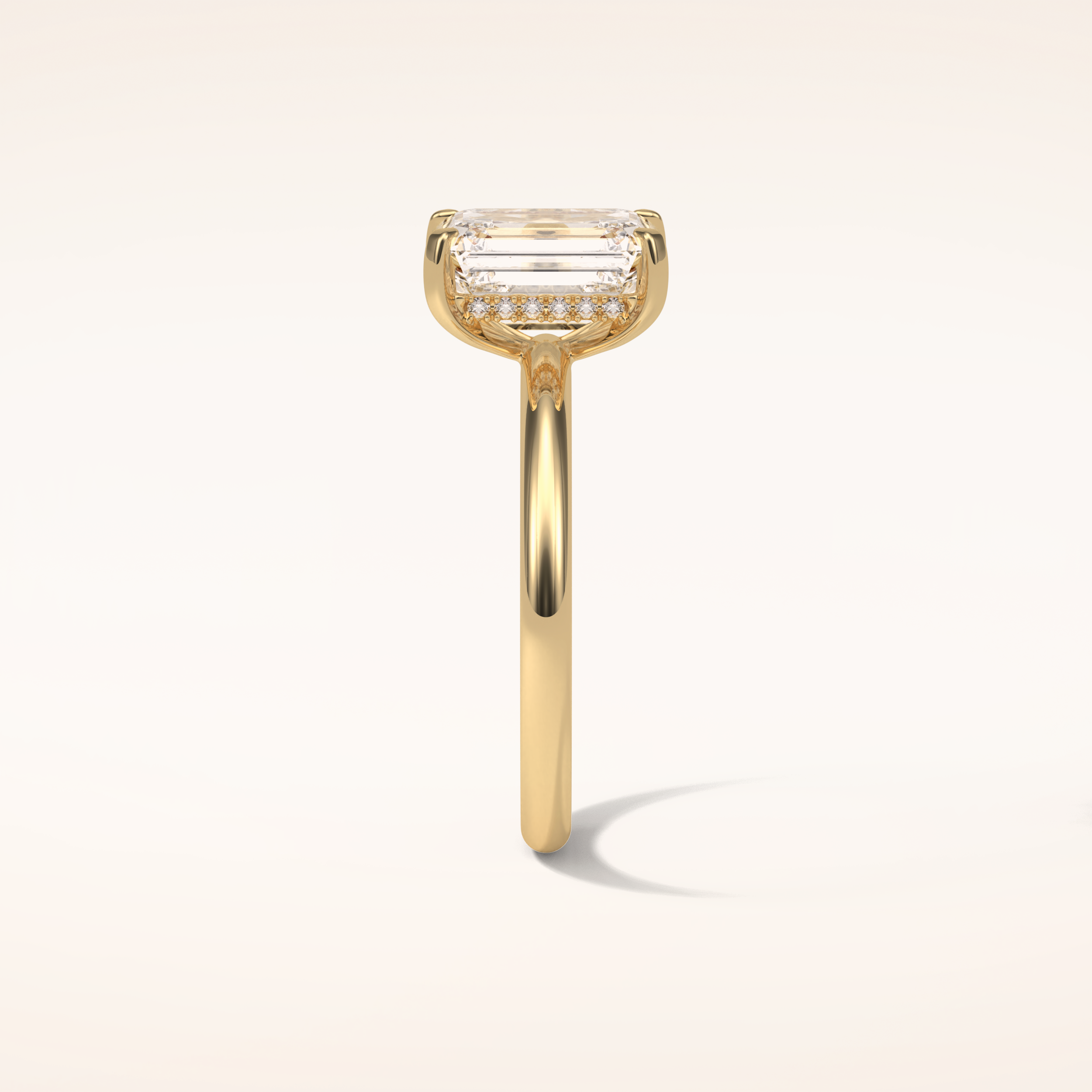 2.3 CT Emerald Shaped Hidden Halo Moissanite Engagement Ring