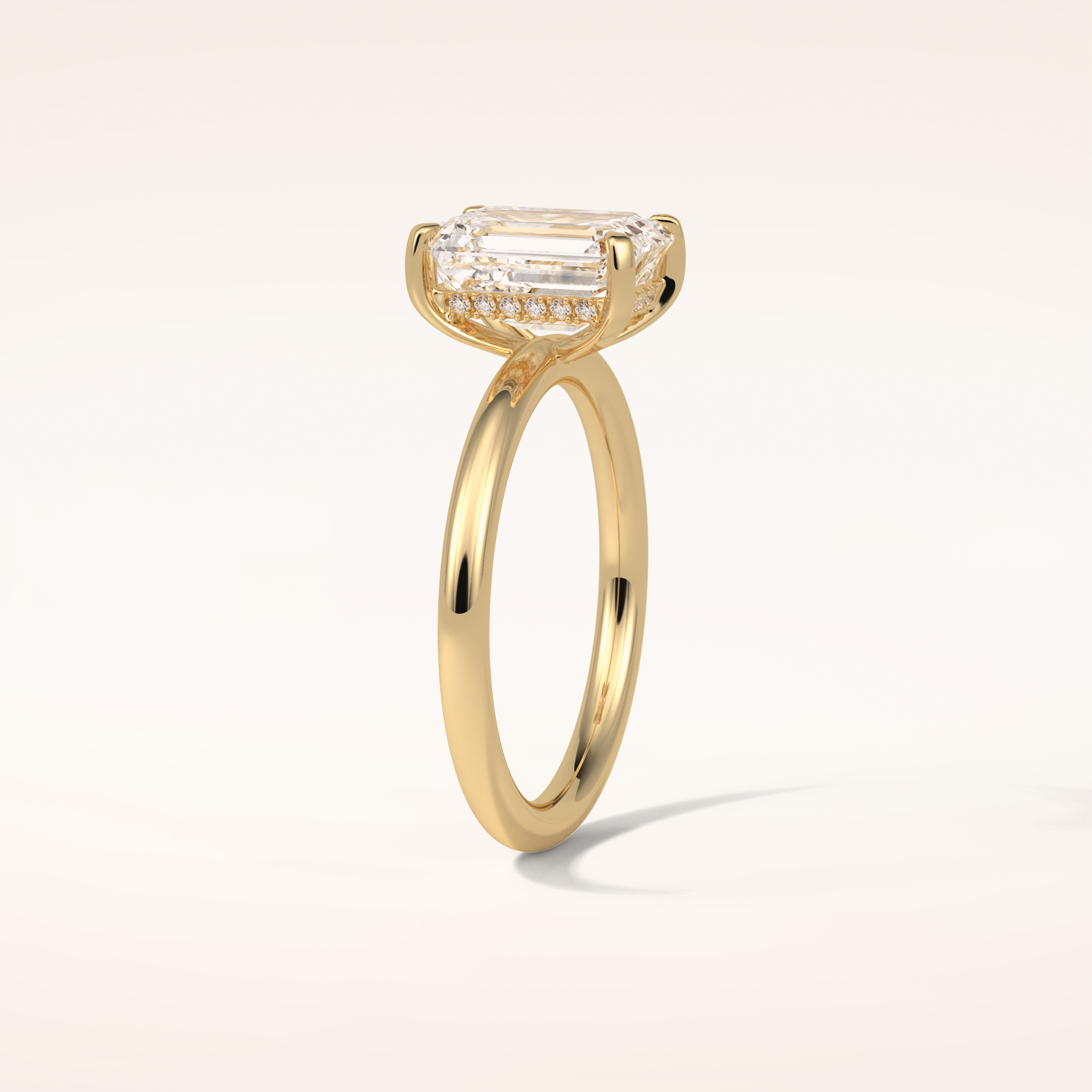 2.3 CT Emerald Shaped Hidden Halo Moissanite Engagement Ring